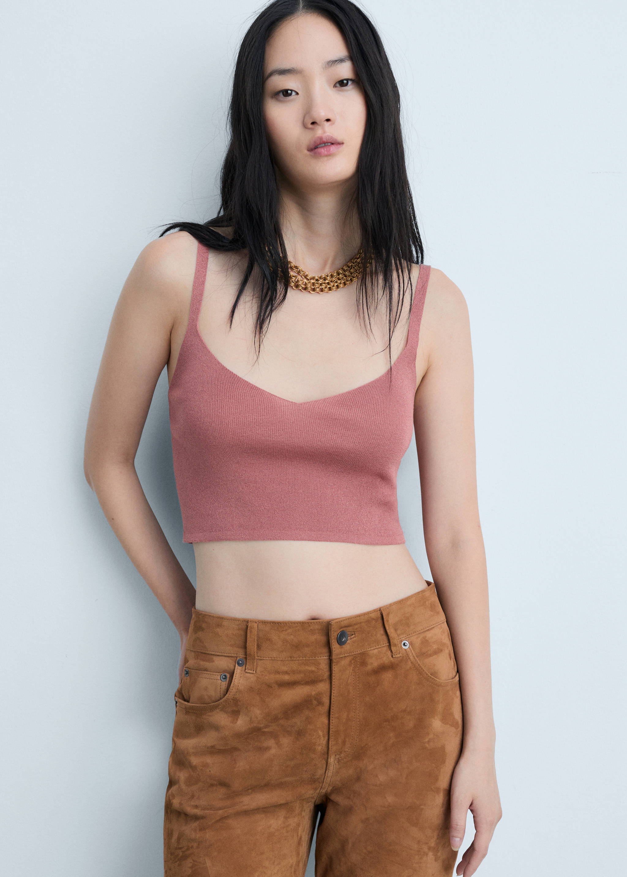 Knitted cropped top - Medium plane