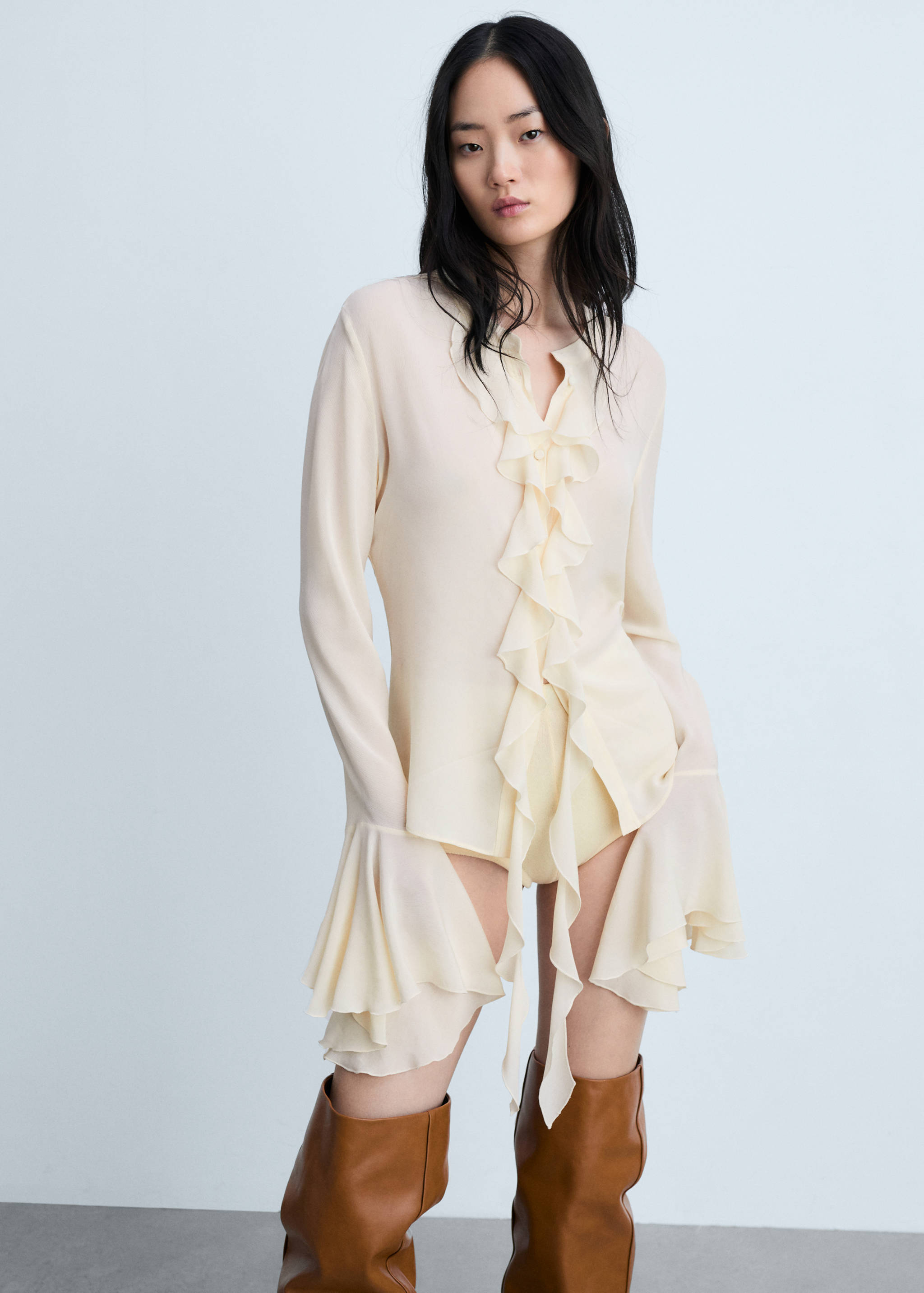 Long sleeve ruffled shirt - Medium plane
