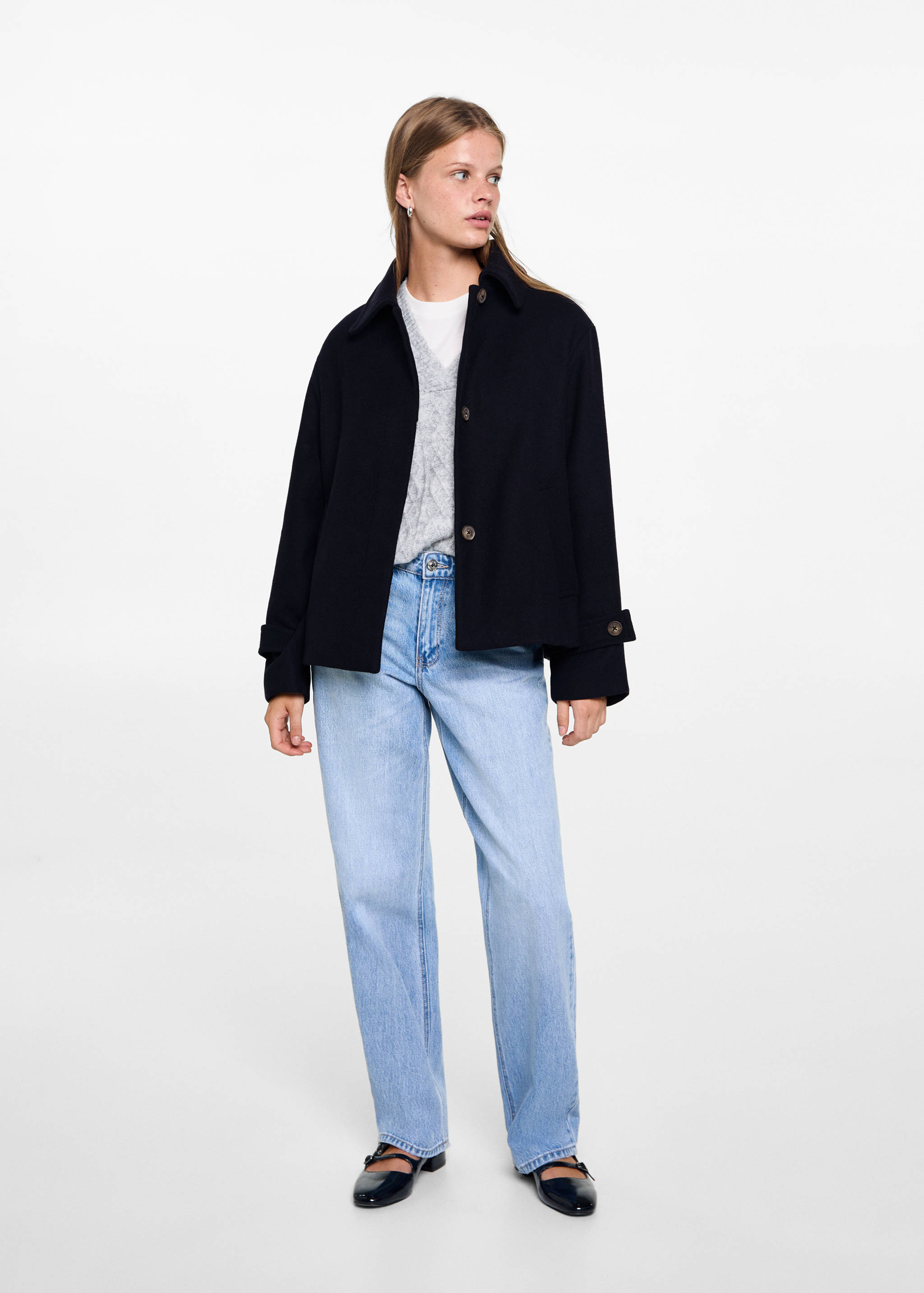 Manteau court drap de laine - Plan général