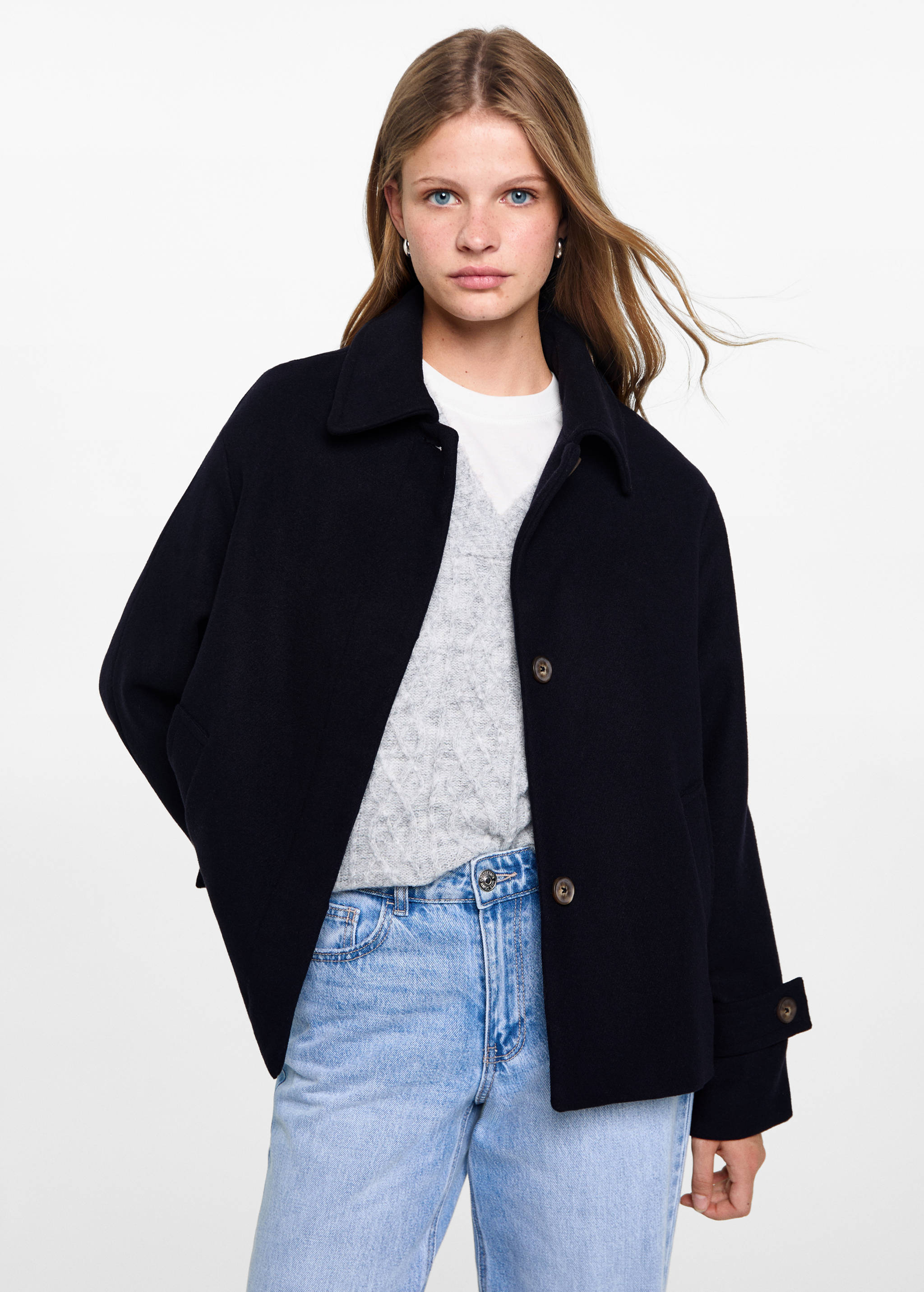 Manteau court drap de laine - Plan moyen