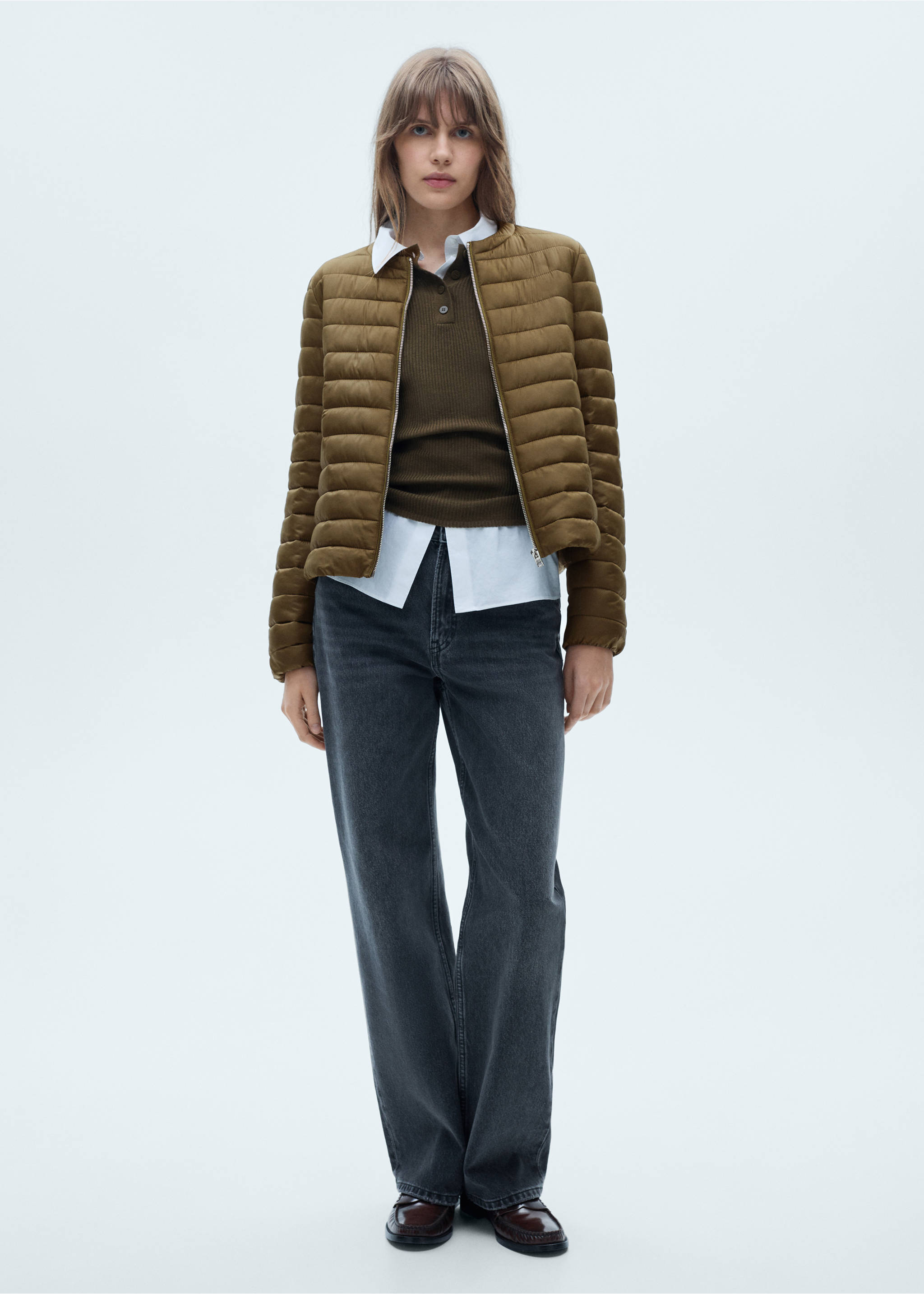 Cepli kapitone anorak - Genel plan, Haki Renk. Ref: 77015636-00.
