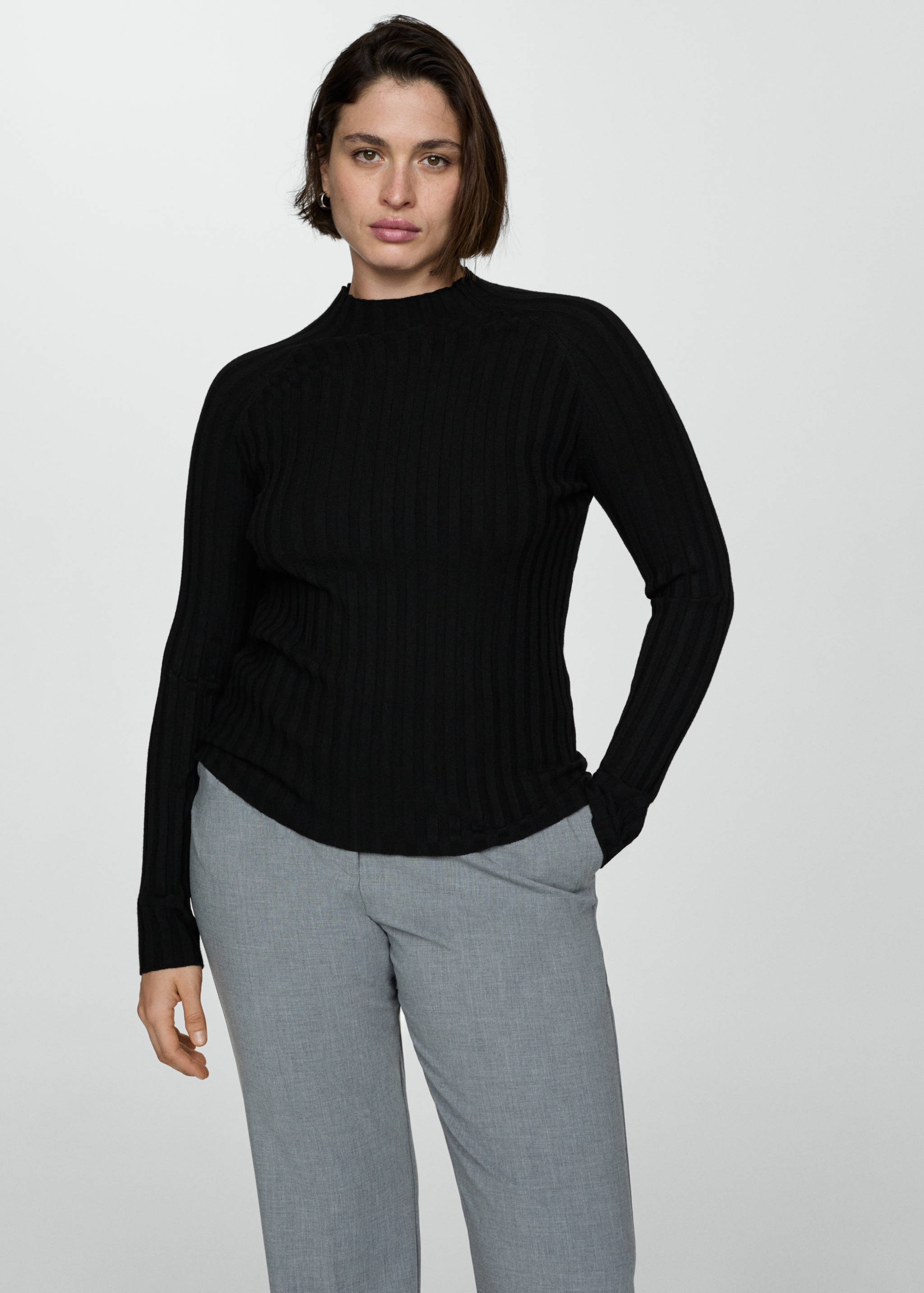 Ribbed sweater with perkins neck - Details of the article 5