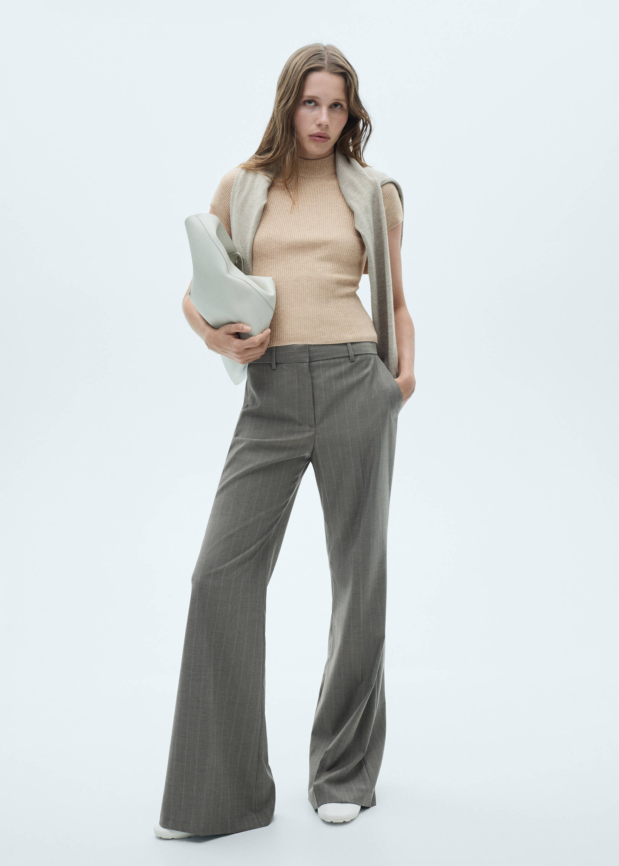 T-shirt maille côtelée col montant - Plan général