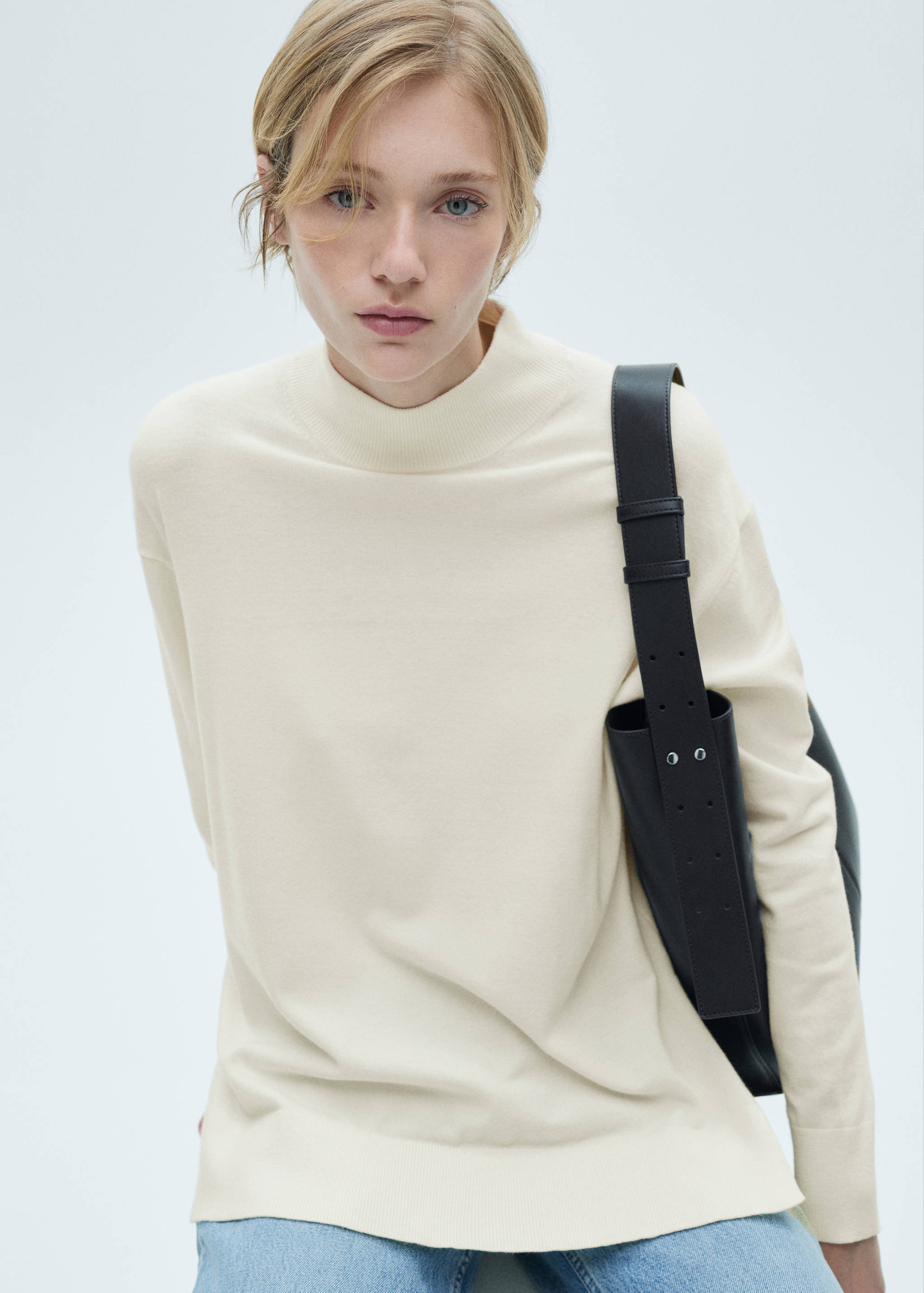 Knitted sweater with perkins neck - Details of the article 2