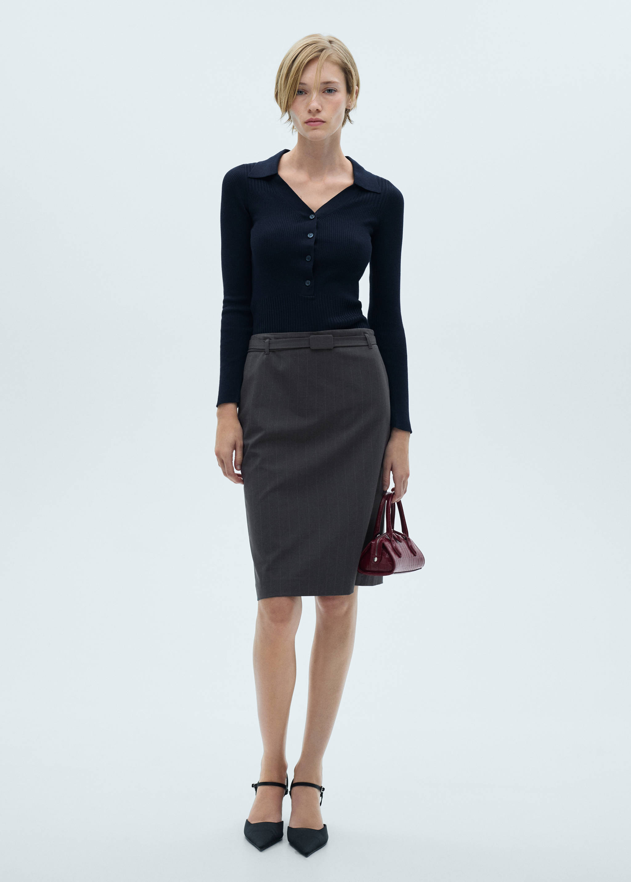 Ribbed sweater with buttons - General plane