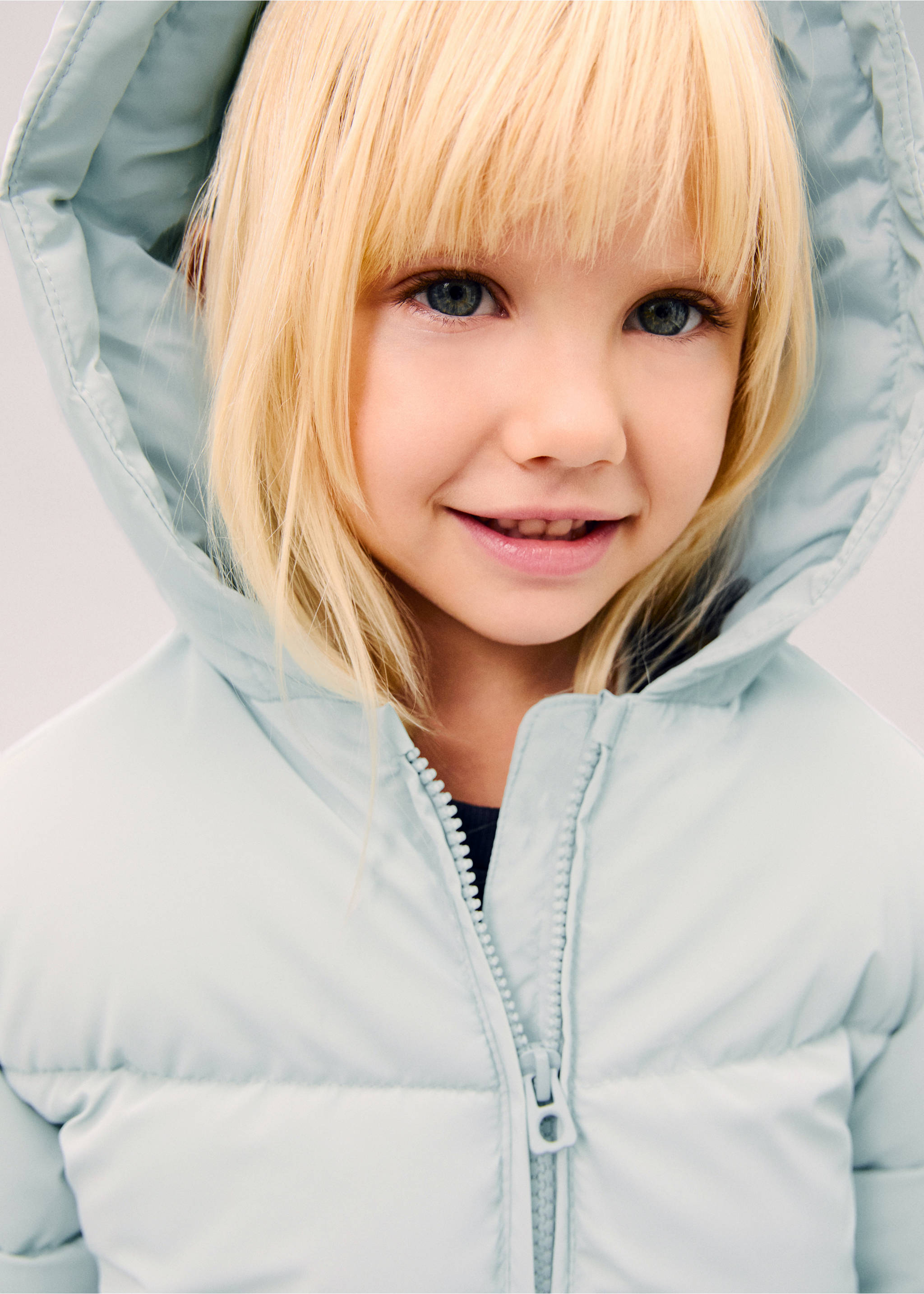 Fleece-lined quilted anorak - Details of the article 5, Sky Blue. Ref: 77015968-00.
