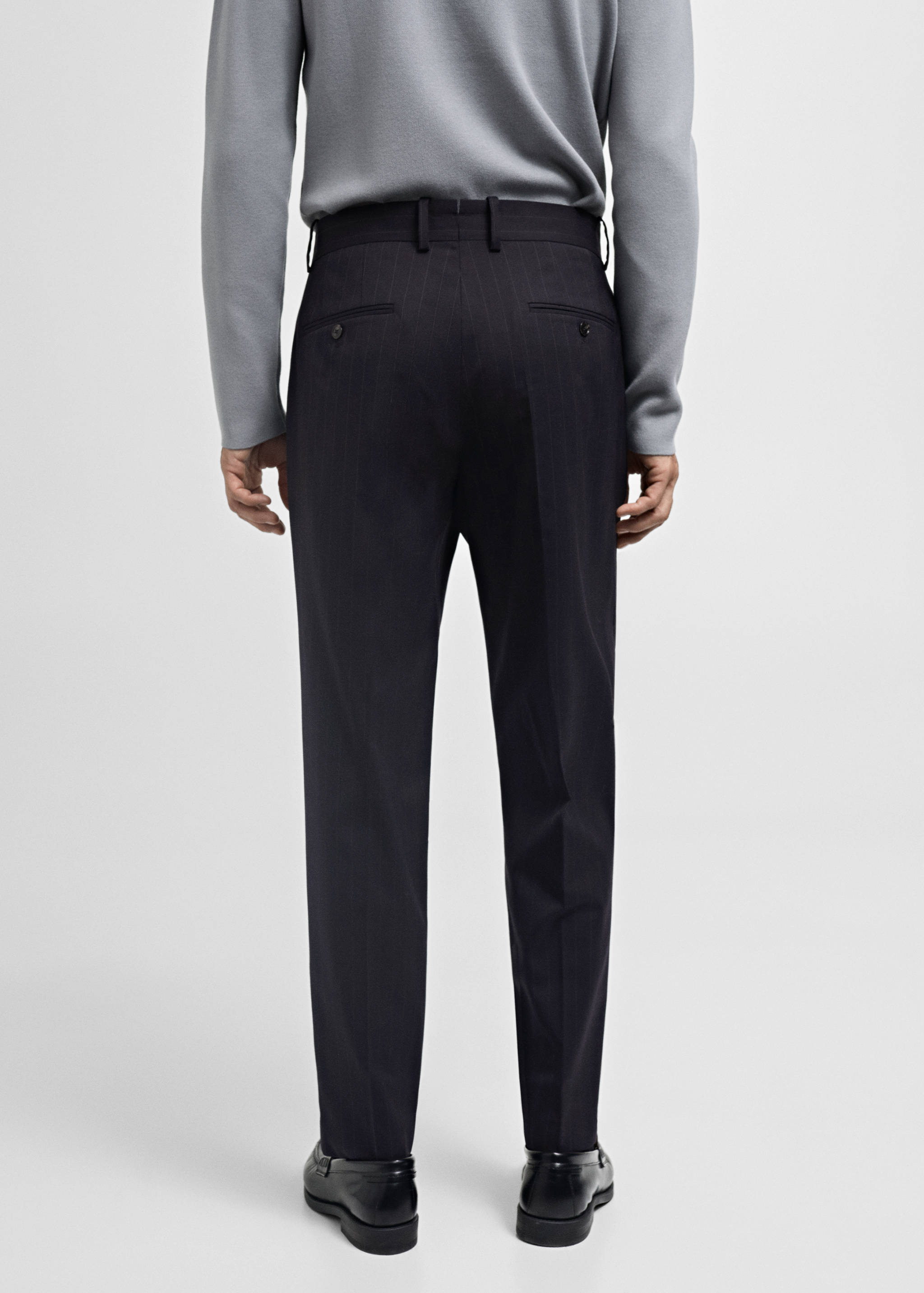 Wool slim-fit suit trousers with stripes - Reverse of the article