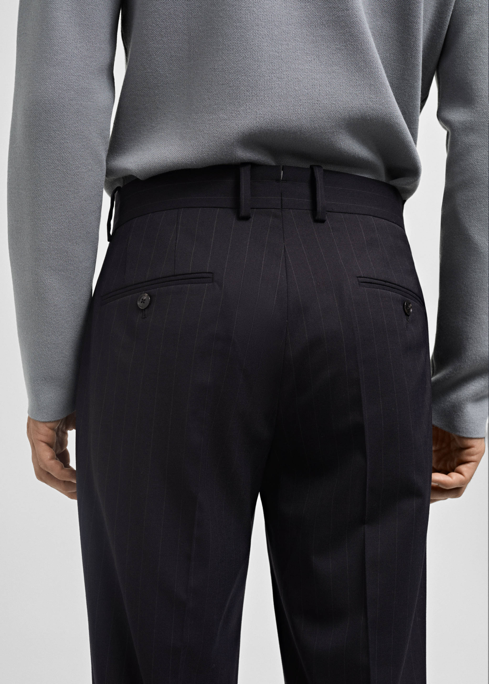 Wool slim-fit suit trousers with stripes - Details of the article 6