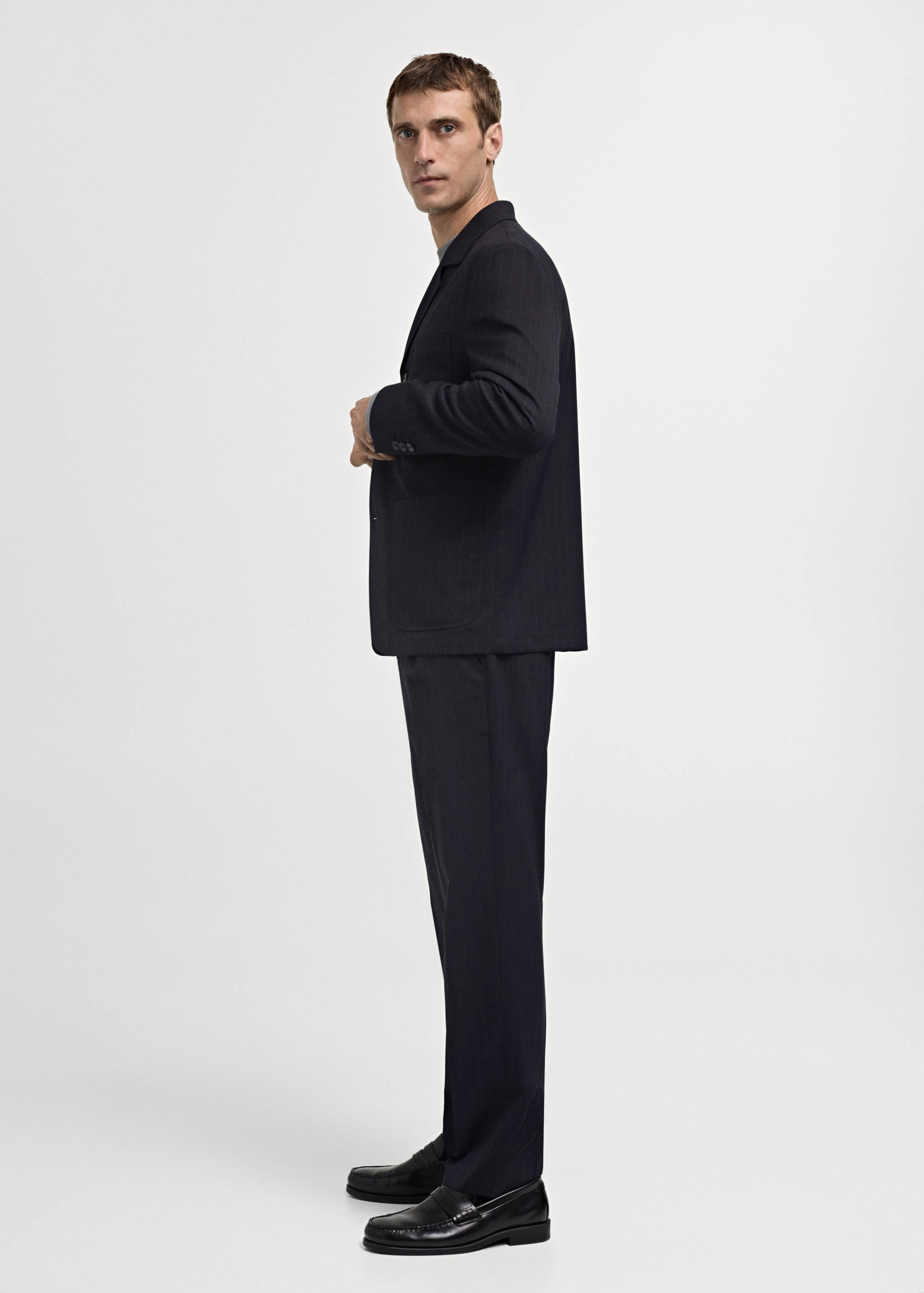 Wool slim-fit suit trousers with stripes - Details of the article 2