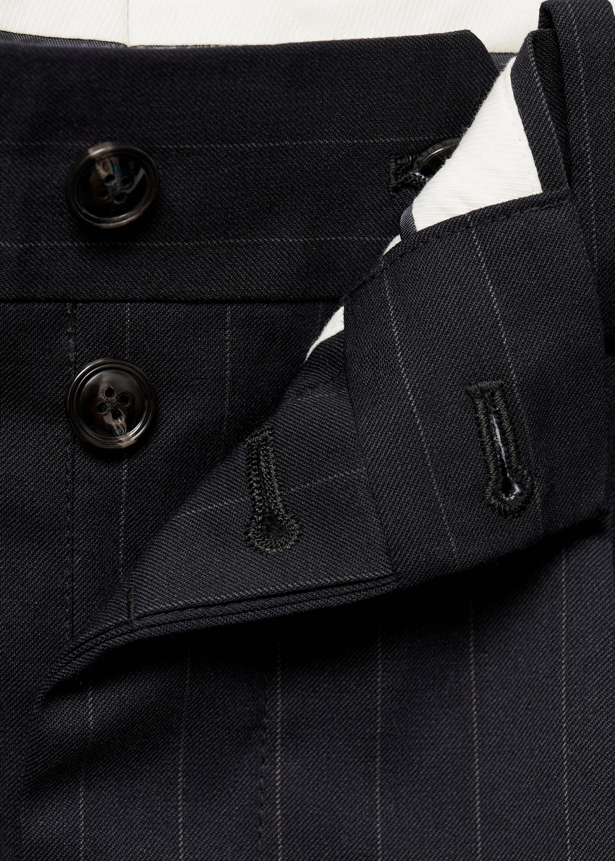 Wool slim-fit suit trousers with stripes - Details of the article 8