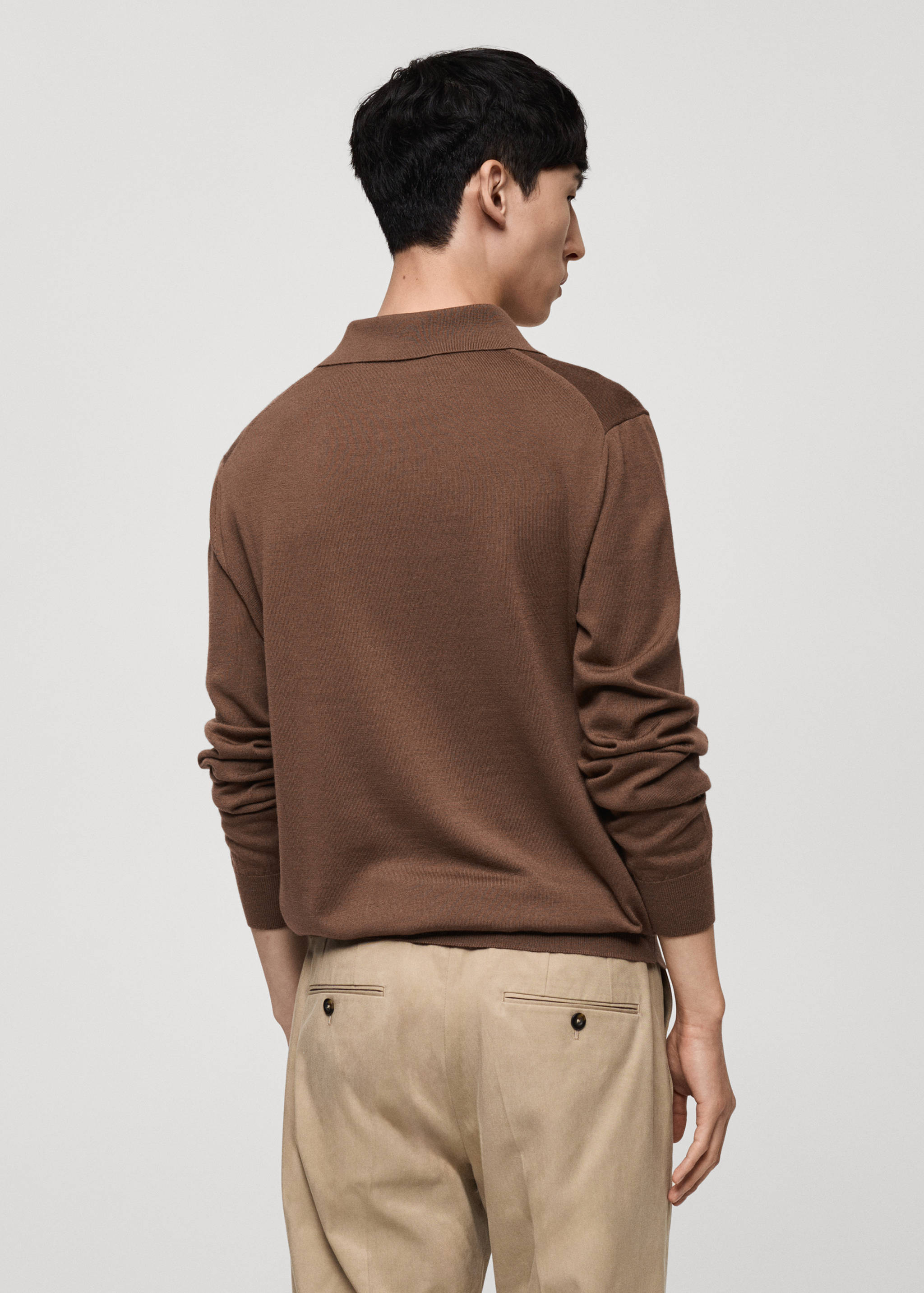 100% merino wool long-sleeved polo shirt - Reverse of the article