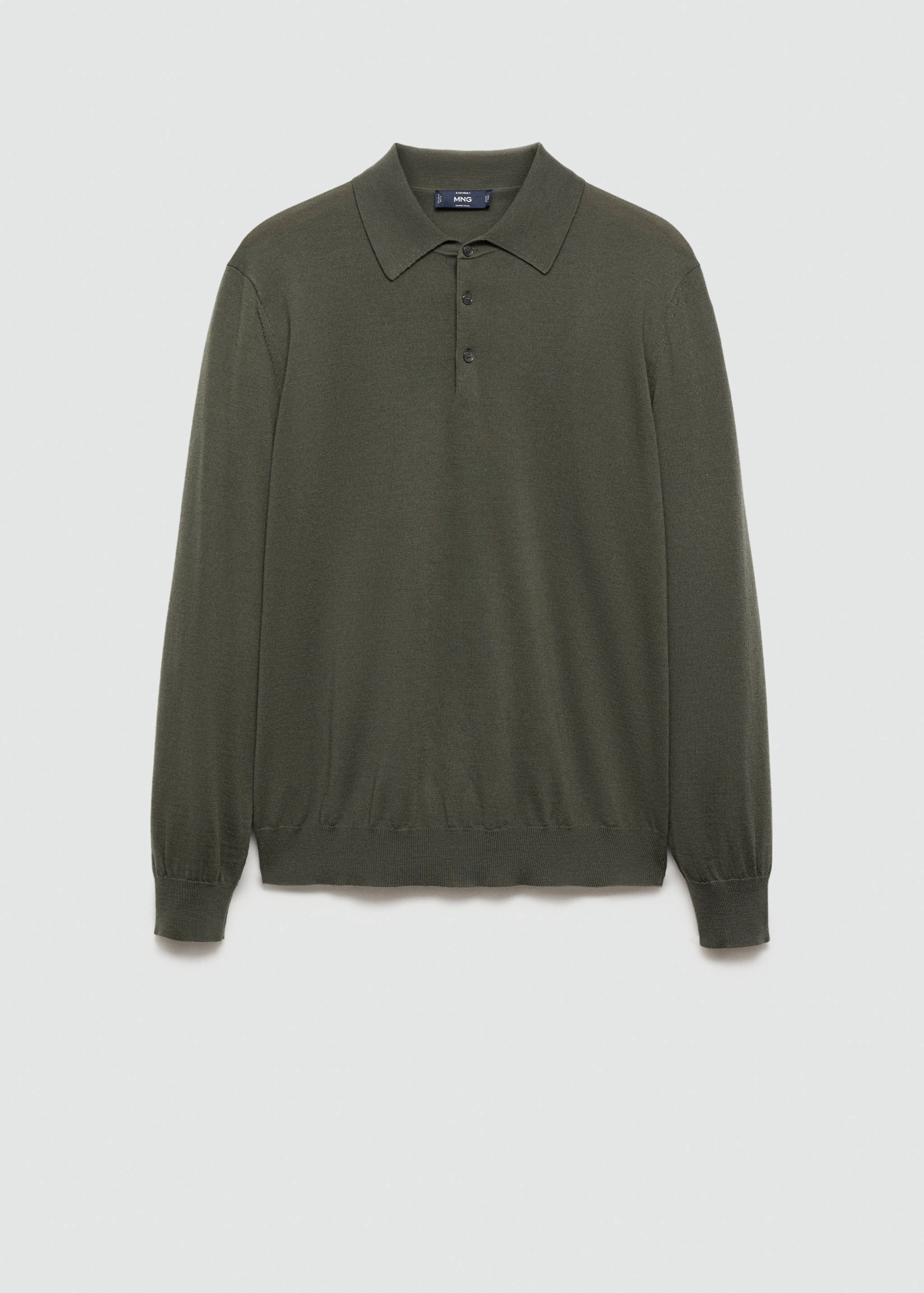 100% merino wool long-sleeved polo shirt - Article without model