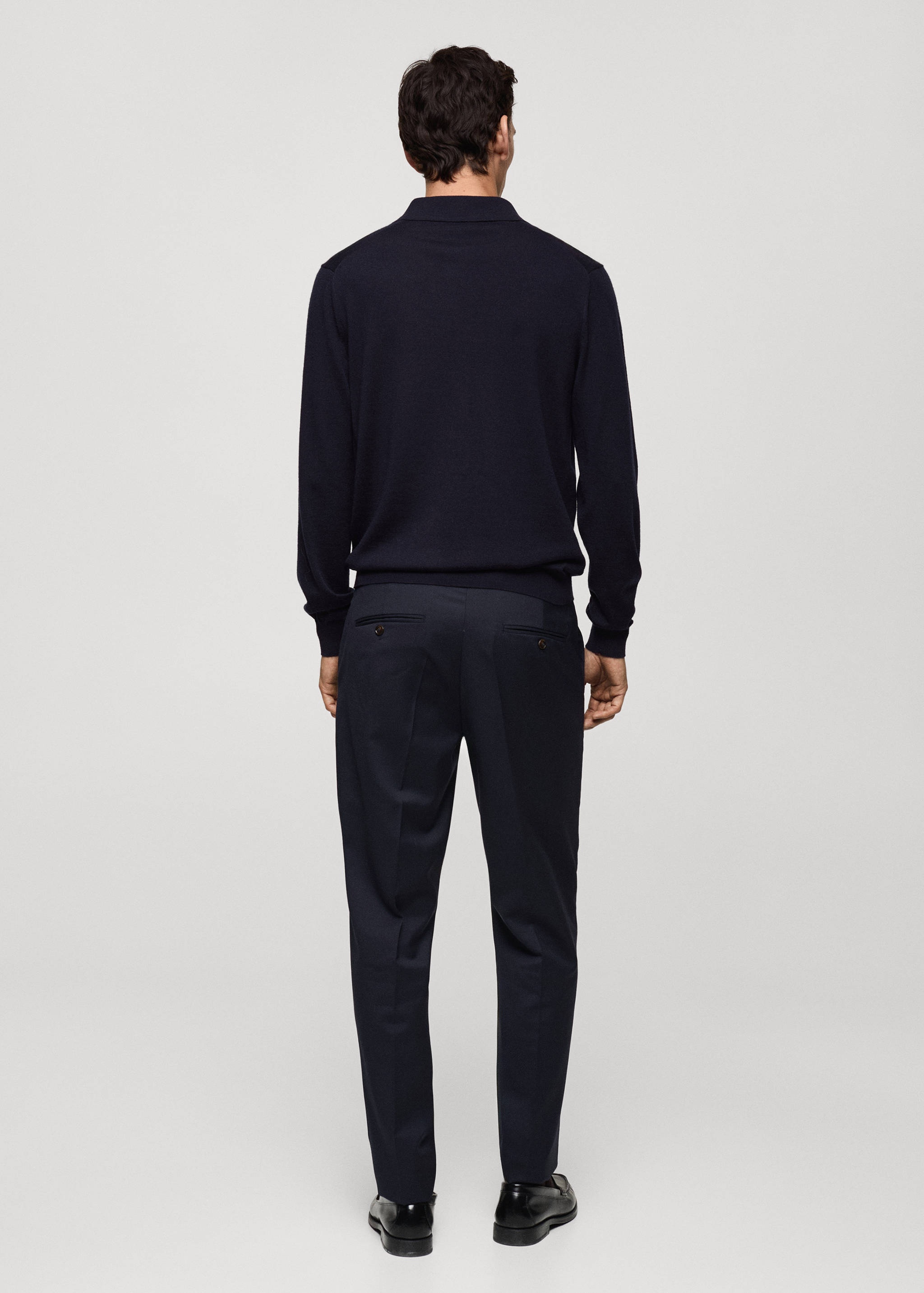 100% merino wool long-sleeved polo shirt - Reverse of the article