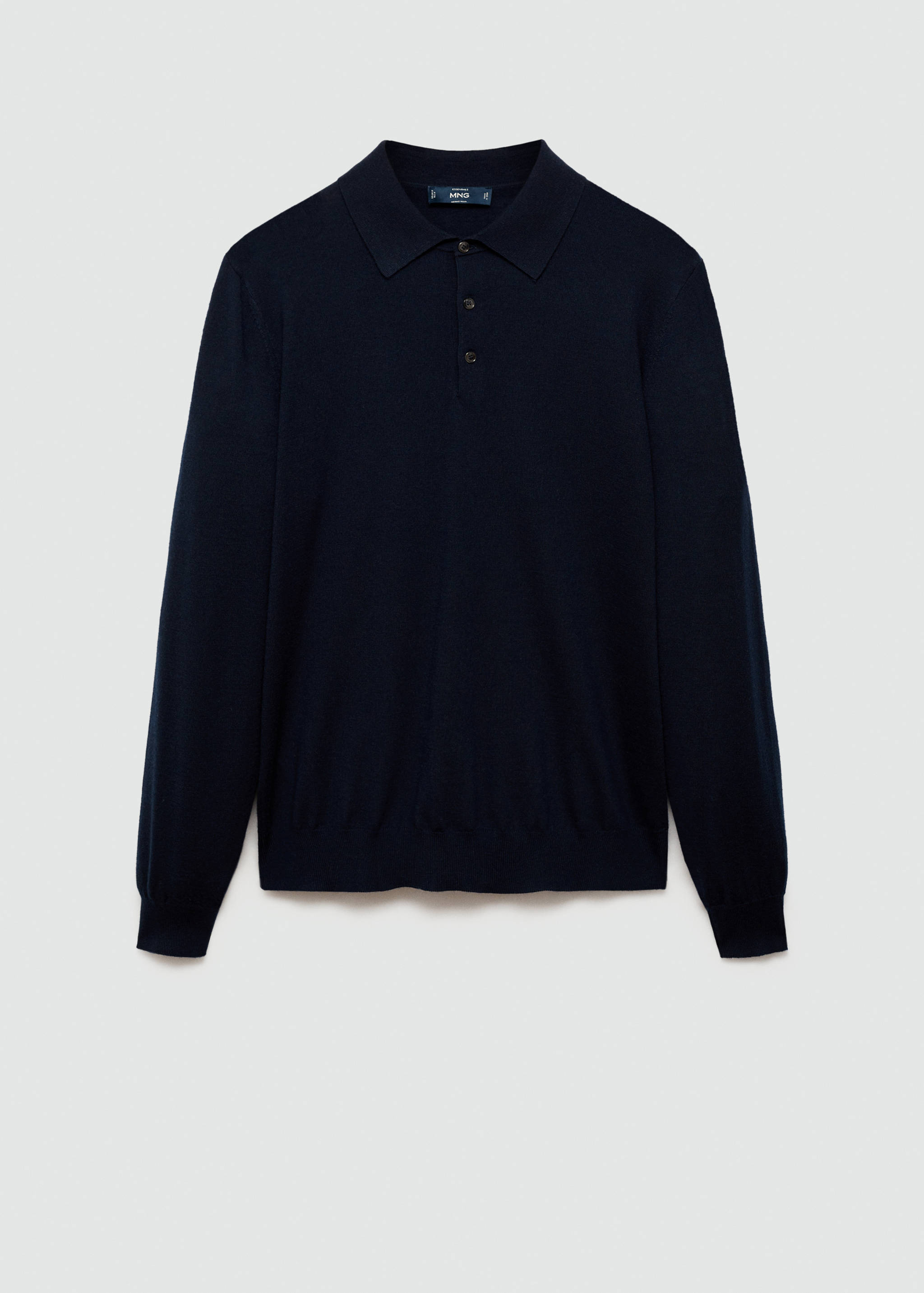 100% merino wool long-sleeved polo shirt - Article without model