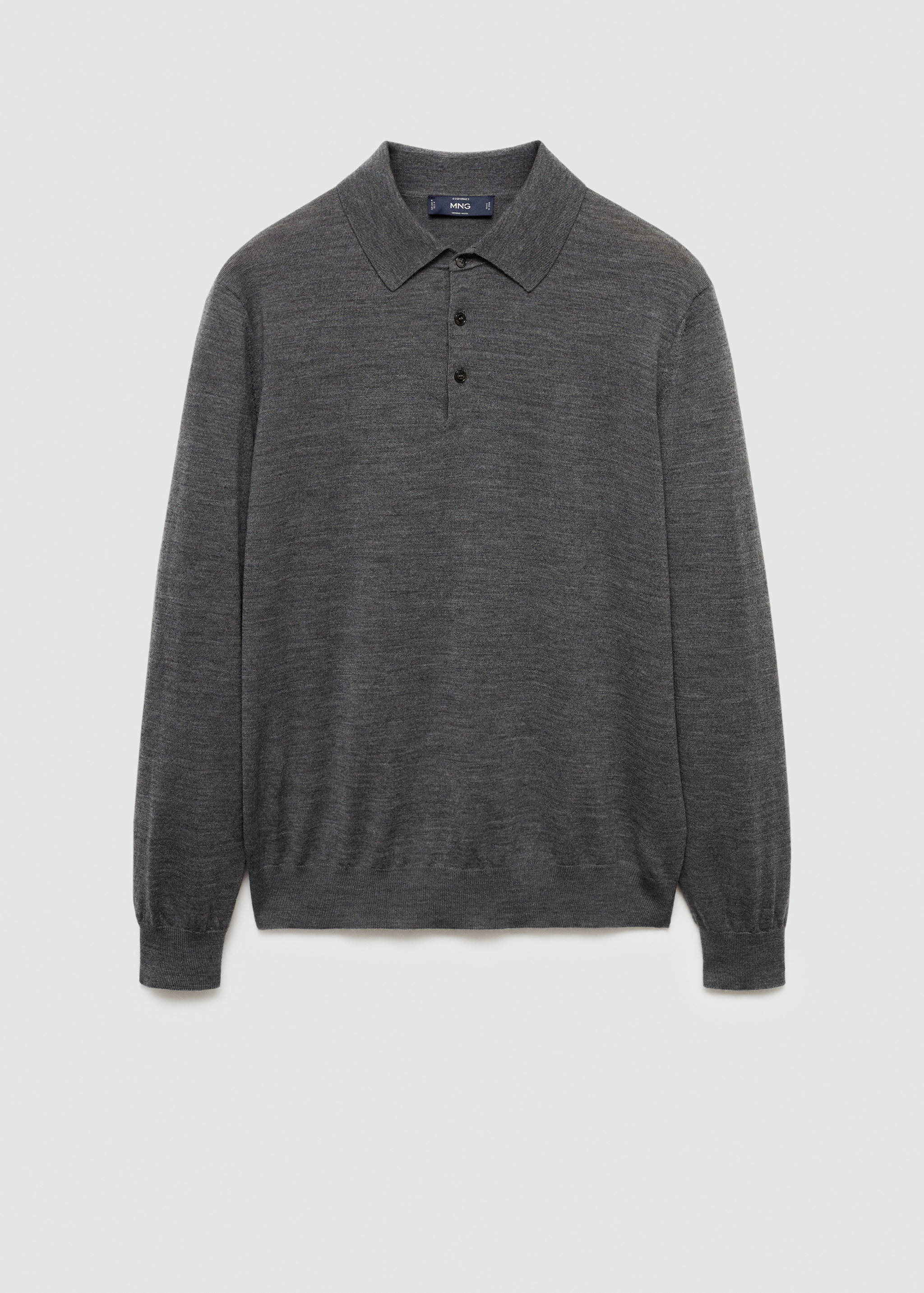100% merino wool long-sleeved polo shirt - Article without model