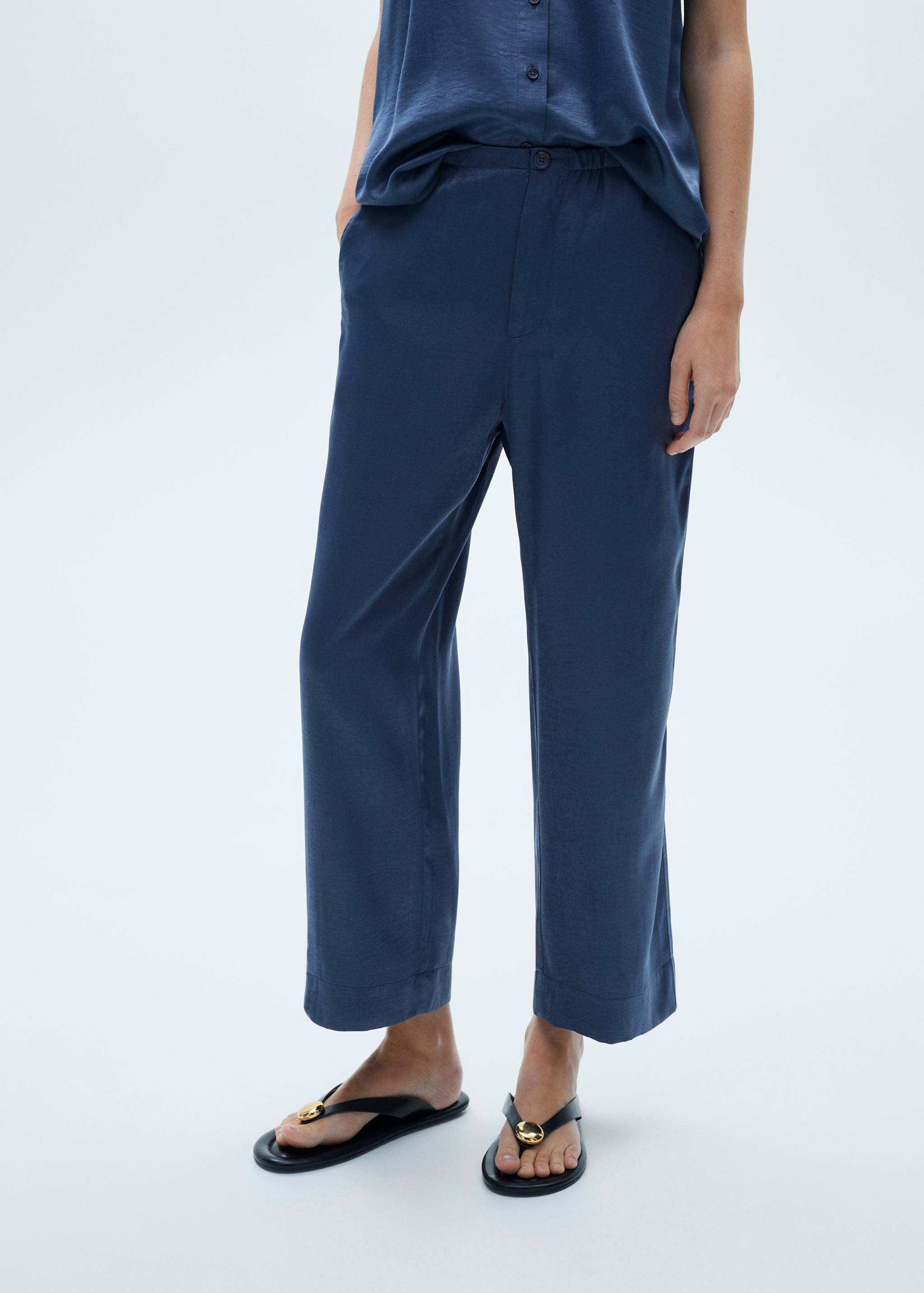 Satin crop trousers - Medium plane
