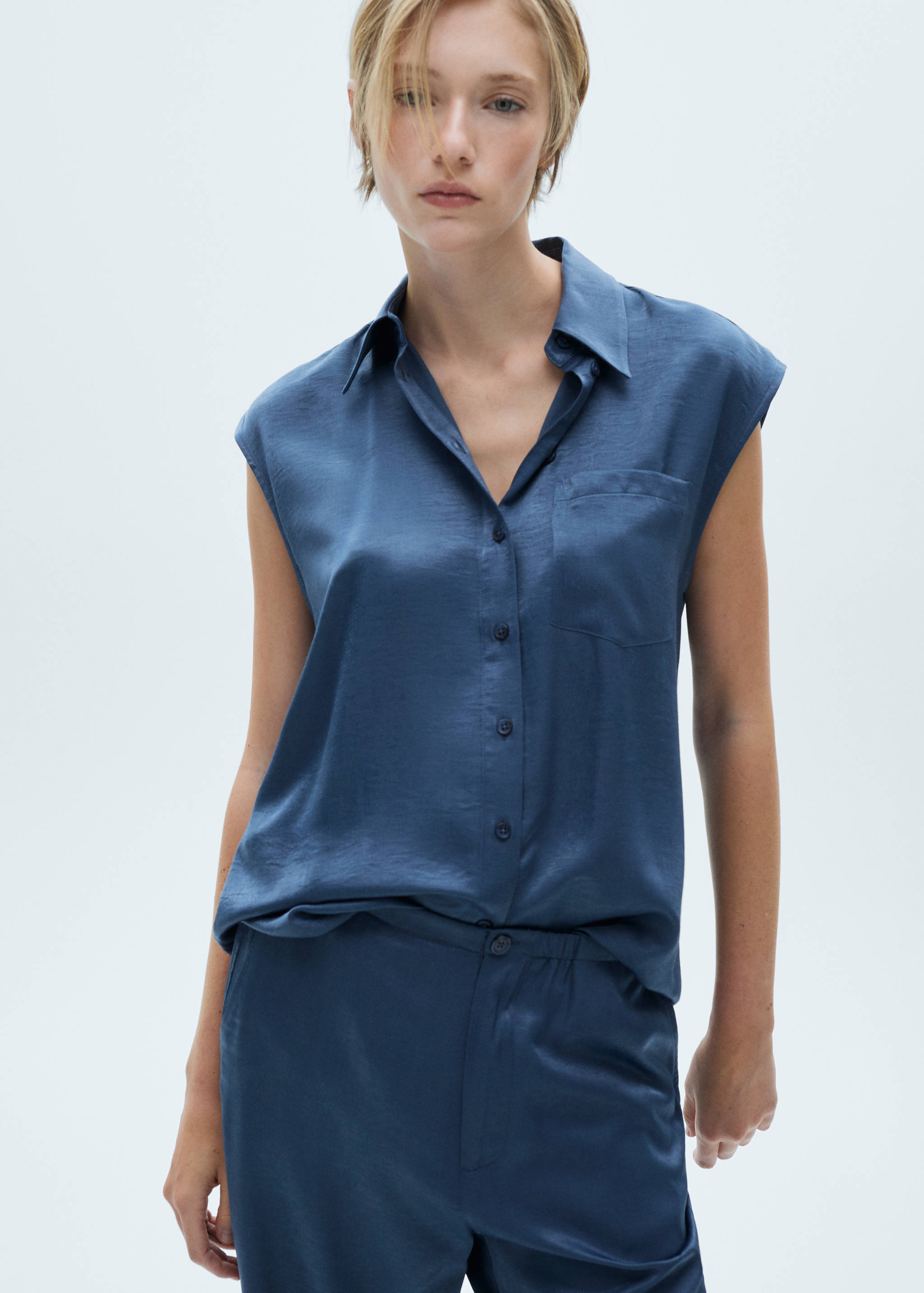 Satin crop trousers - Details of the article 1