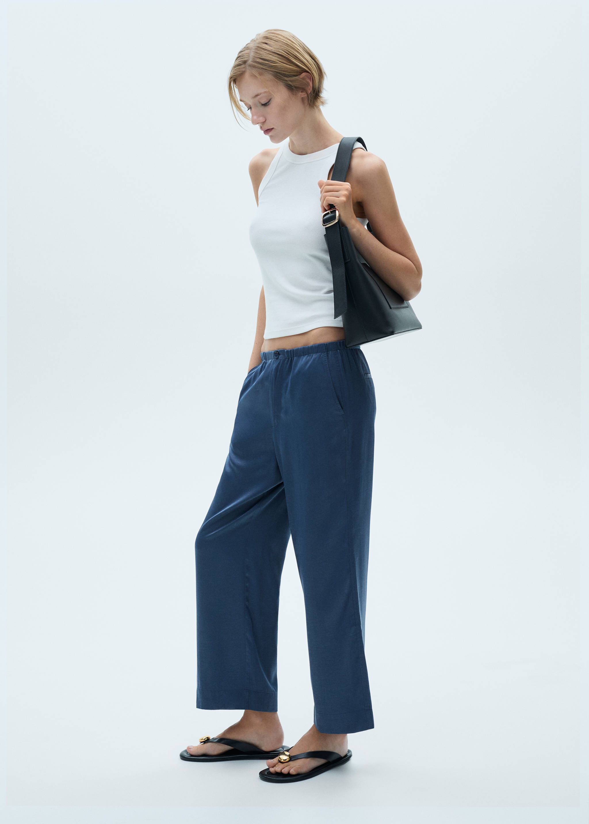 Satin crop trousers - Details of the article 2
