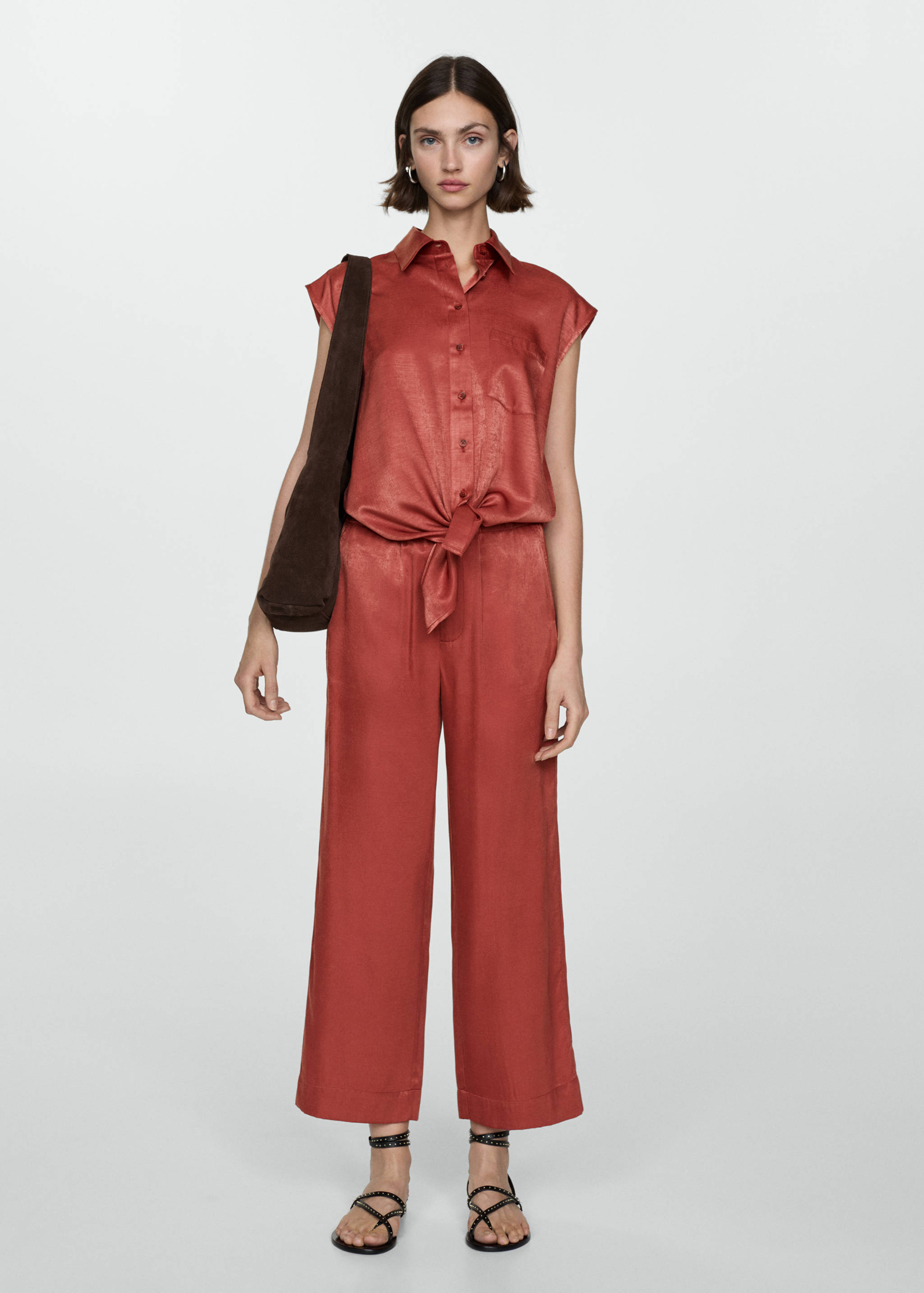 Satin crop trousers - General plane