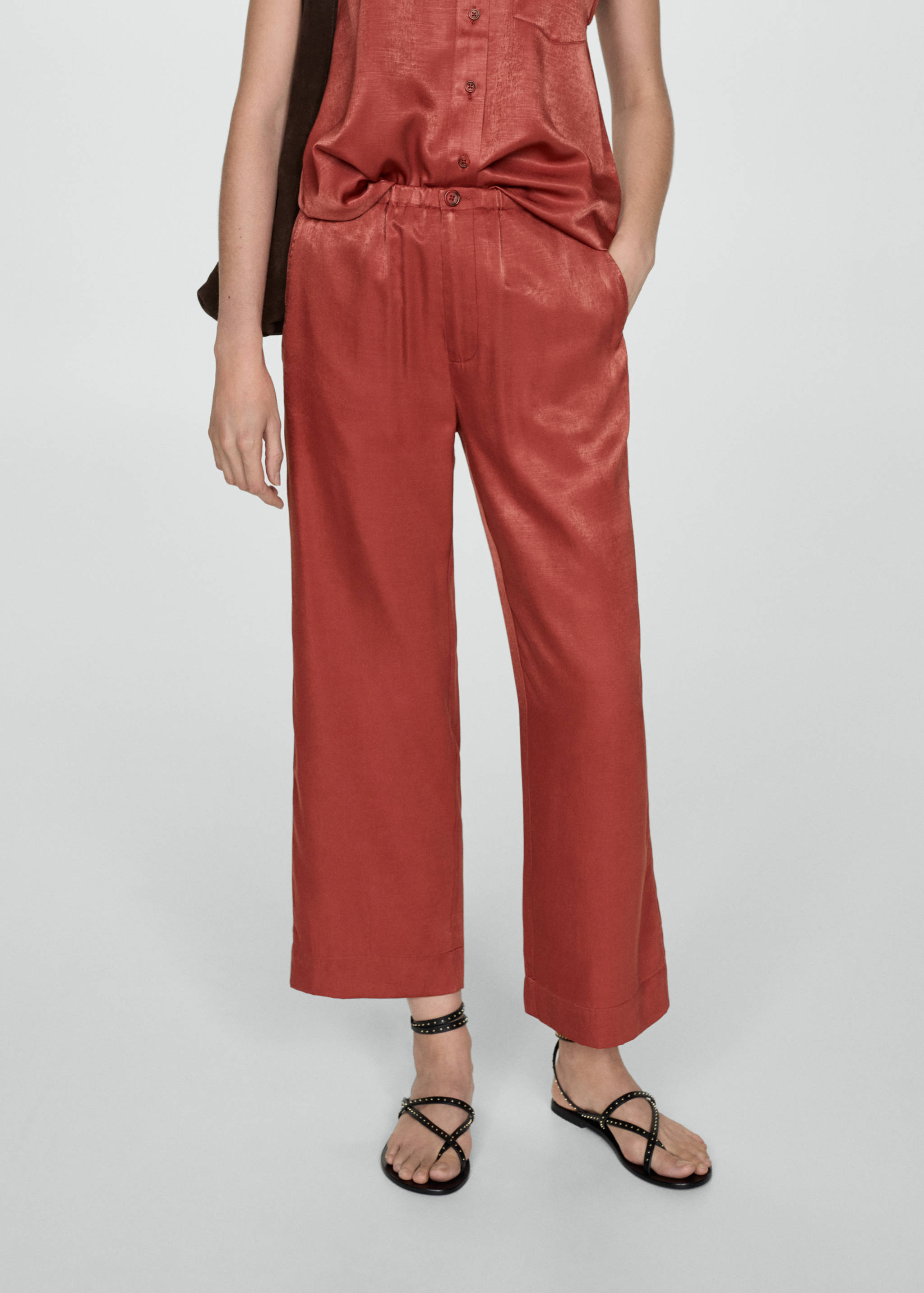 Satin crop trousers - Medium plane