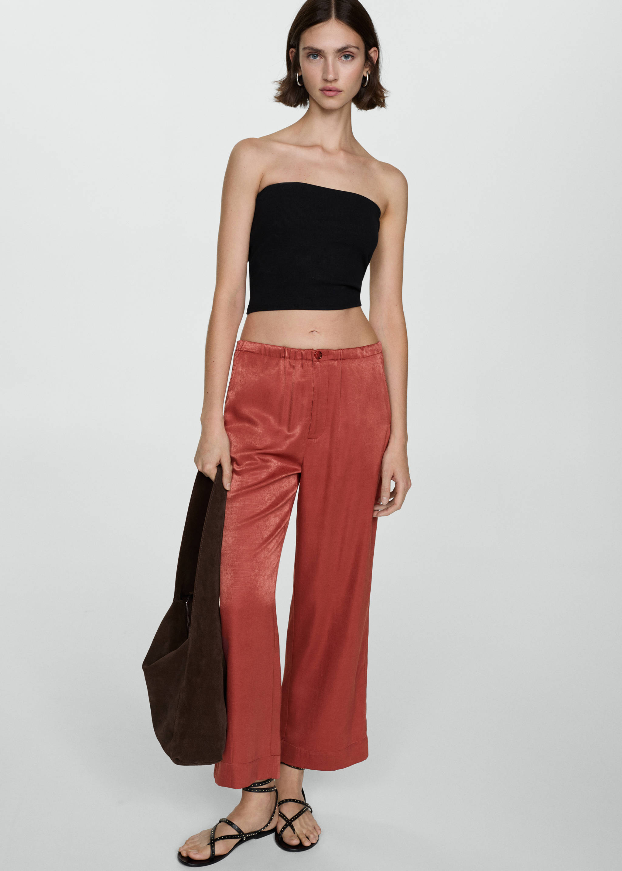 Satin crop trousers - Details of the article 2