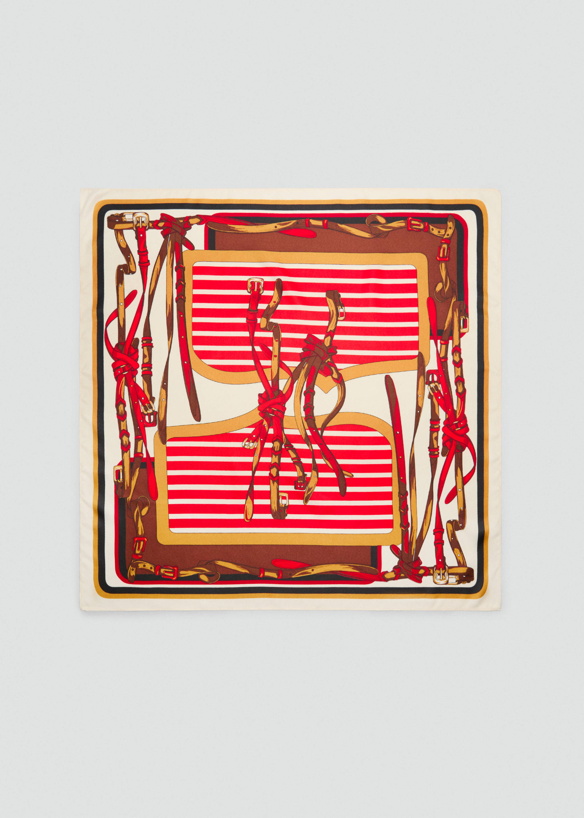 印花缎面围巾 - null