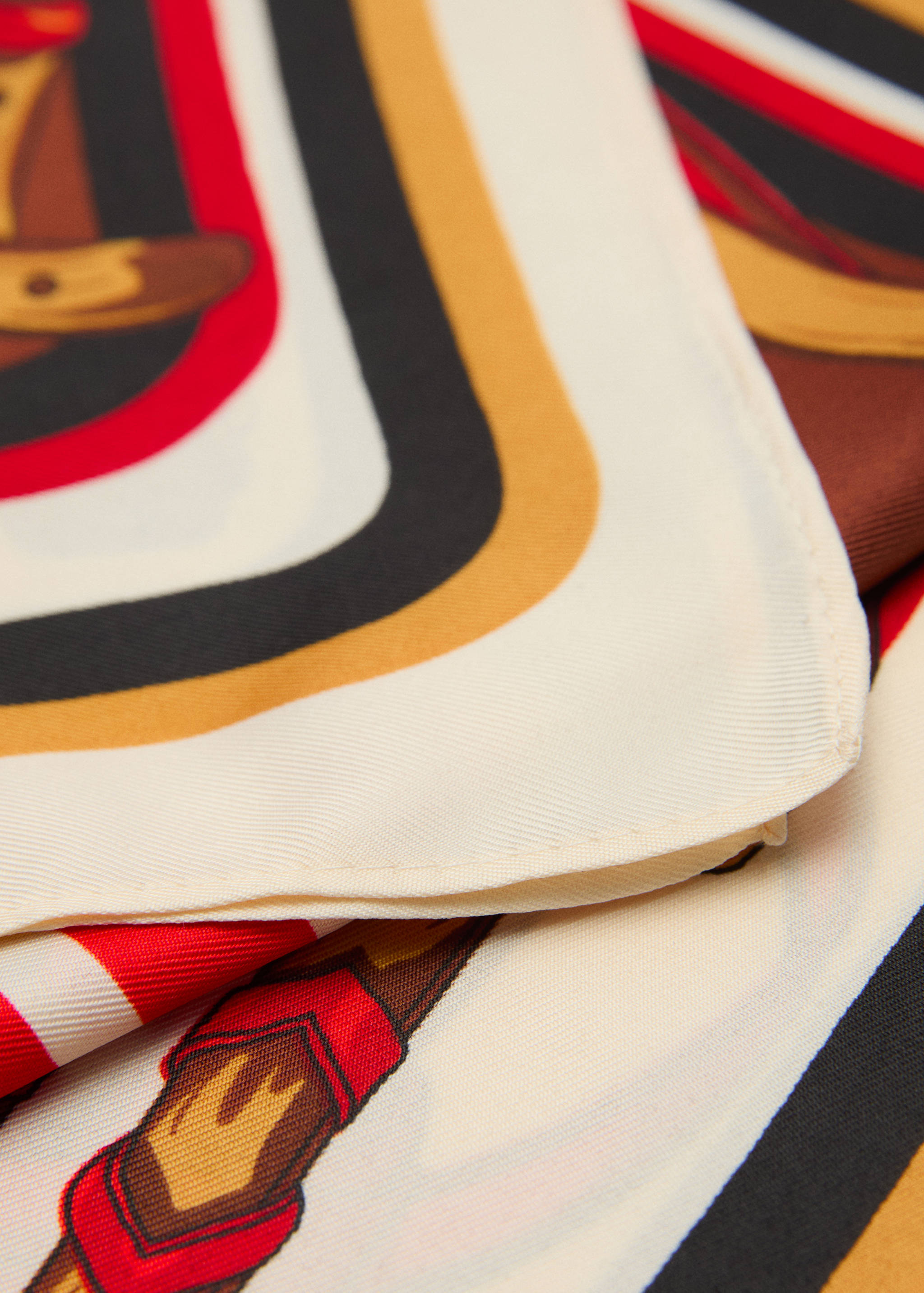 印花缎面围巾 - null