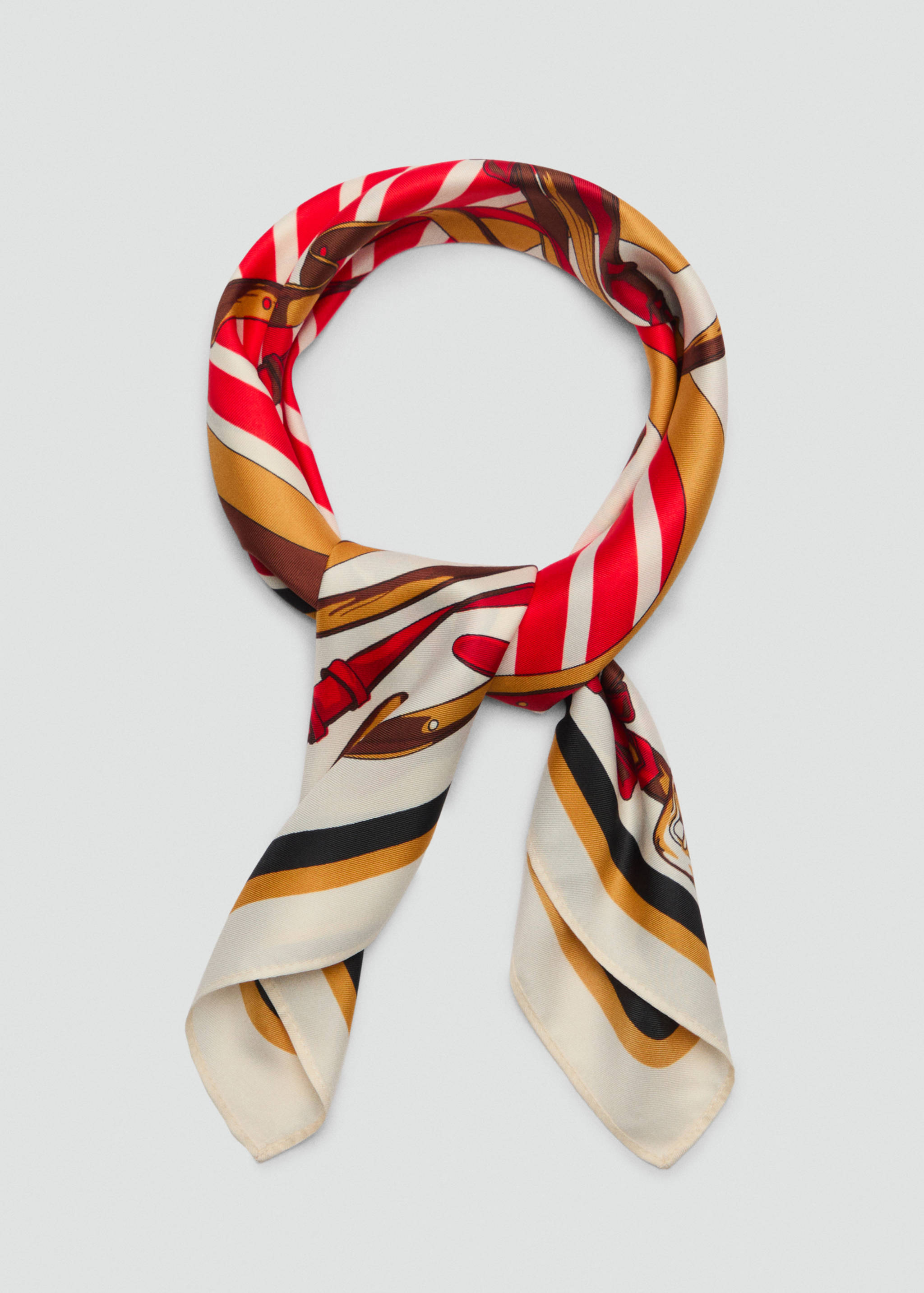 印花缎面围巾 - null