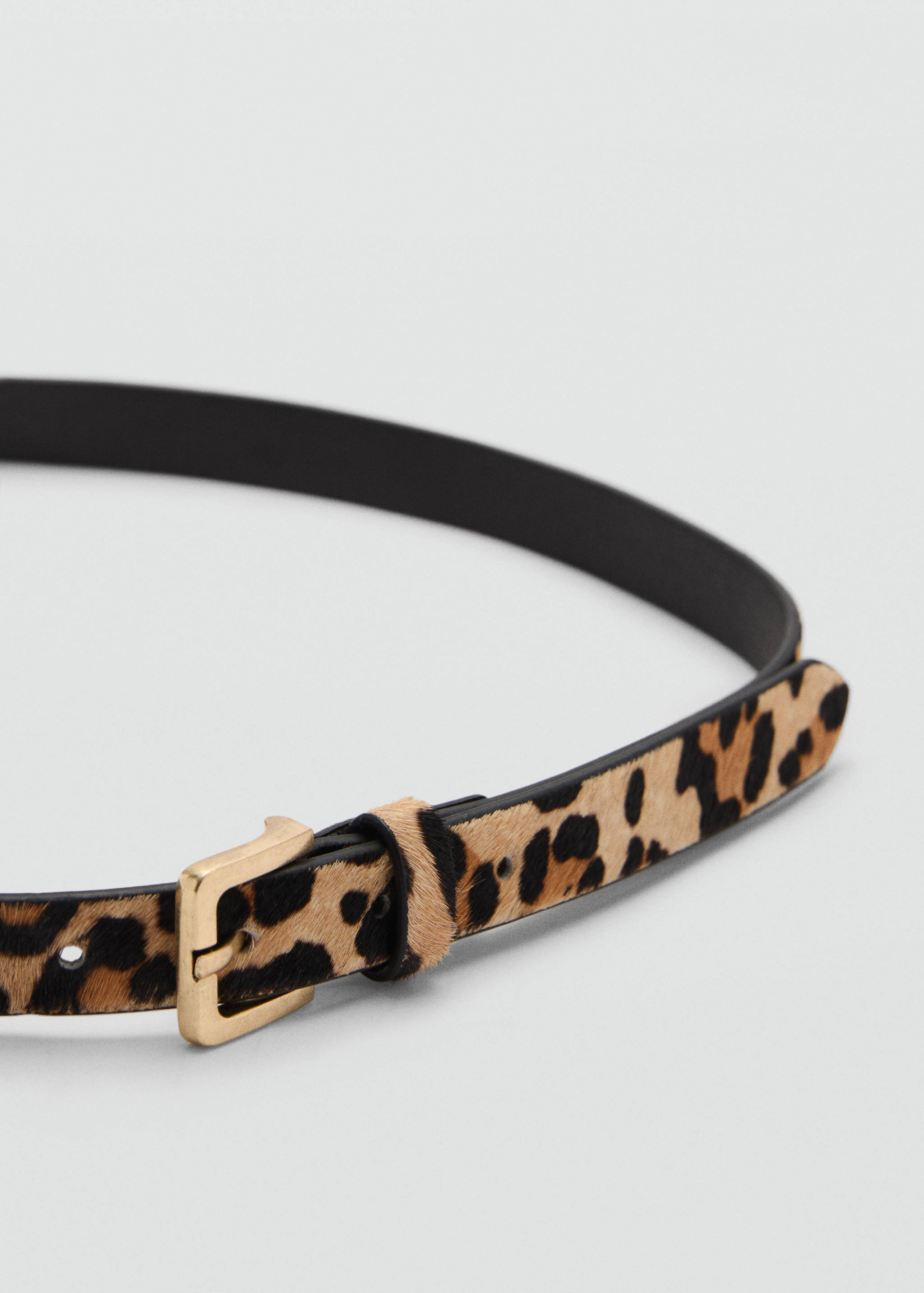 Slim leopard-print leather belt - Medium plane