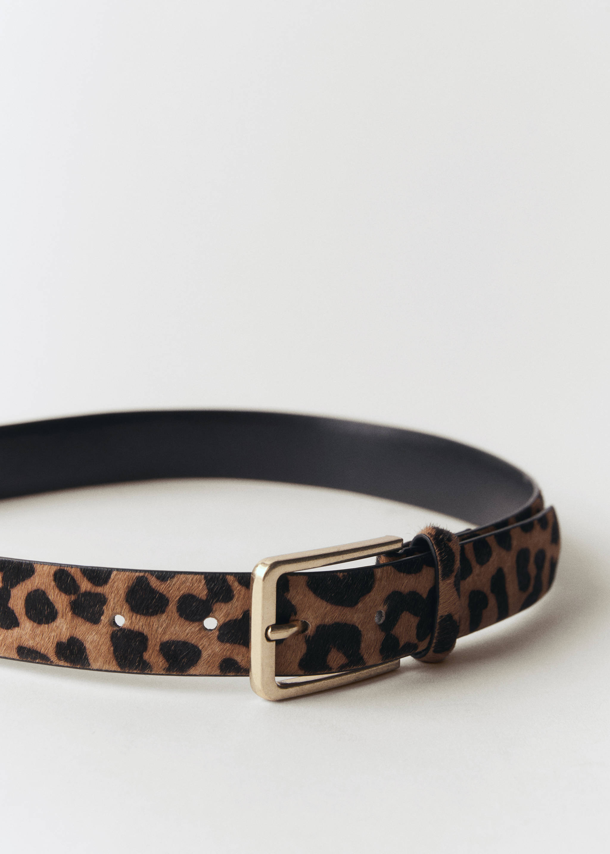 Leopard-print leather belt - Medium plane