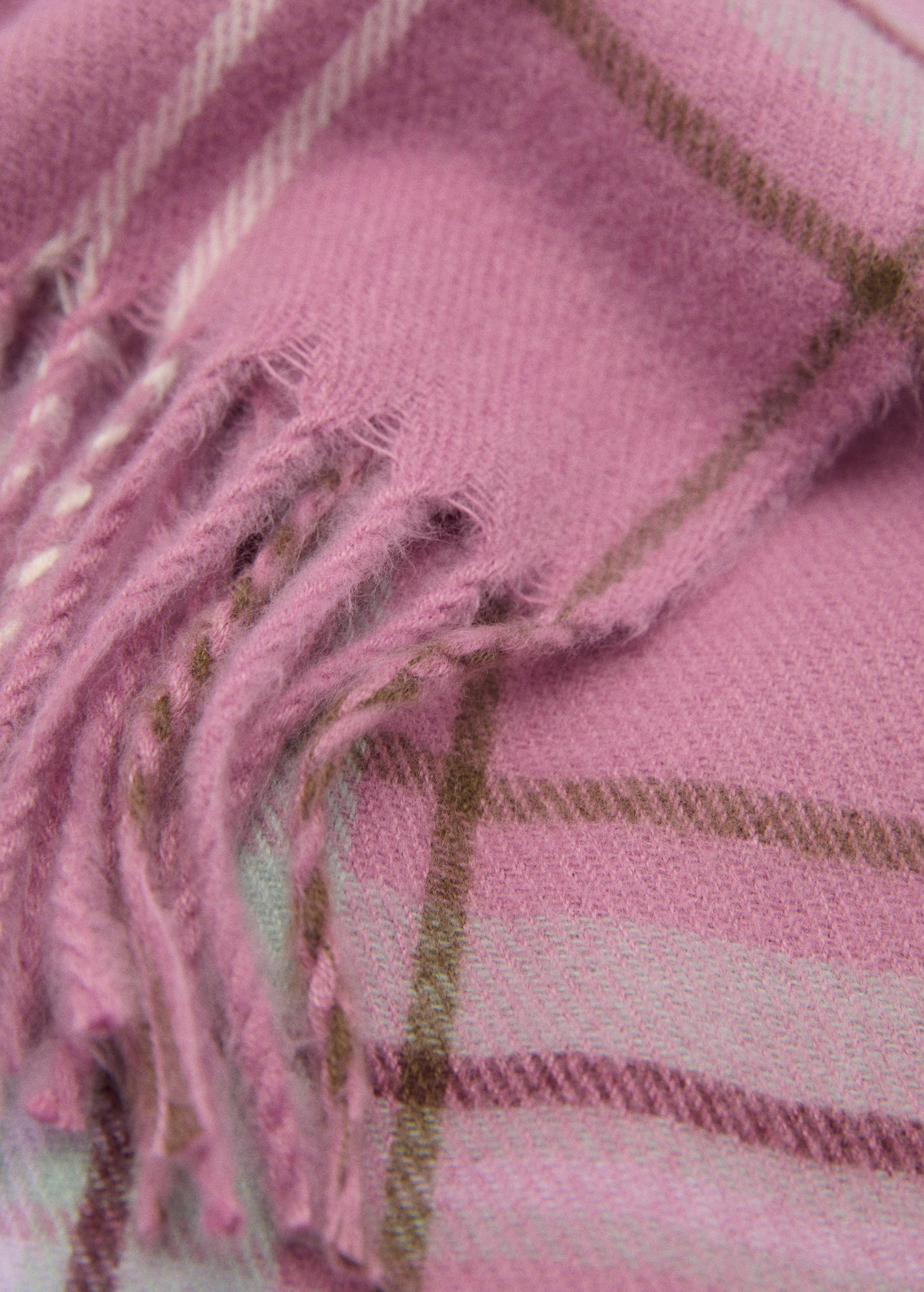 Check scarf with fringed ends - Medium plane