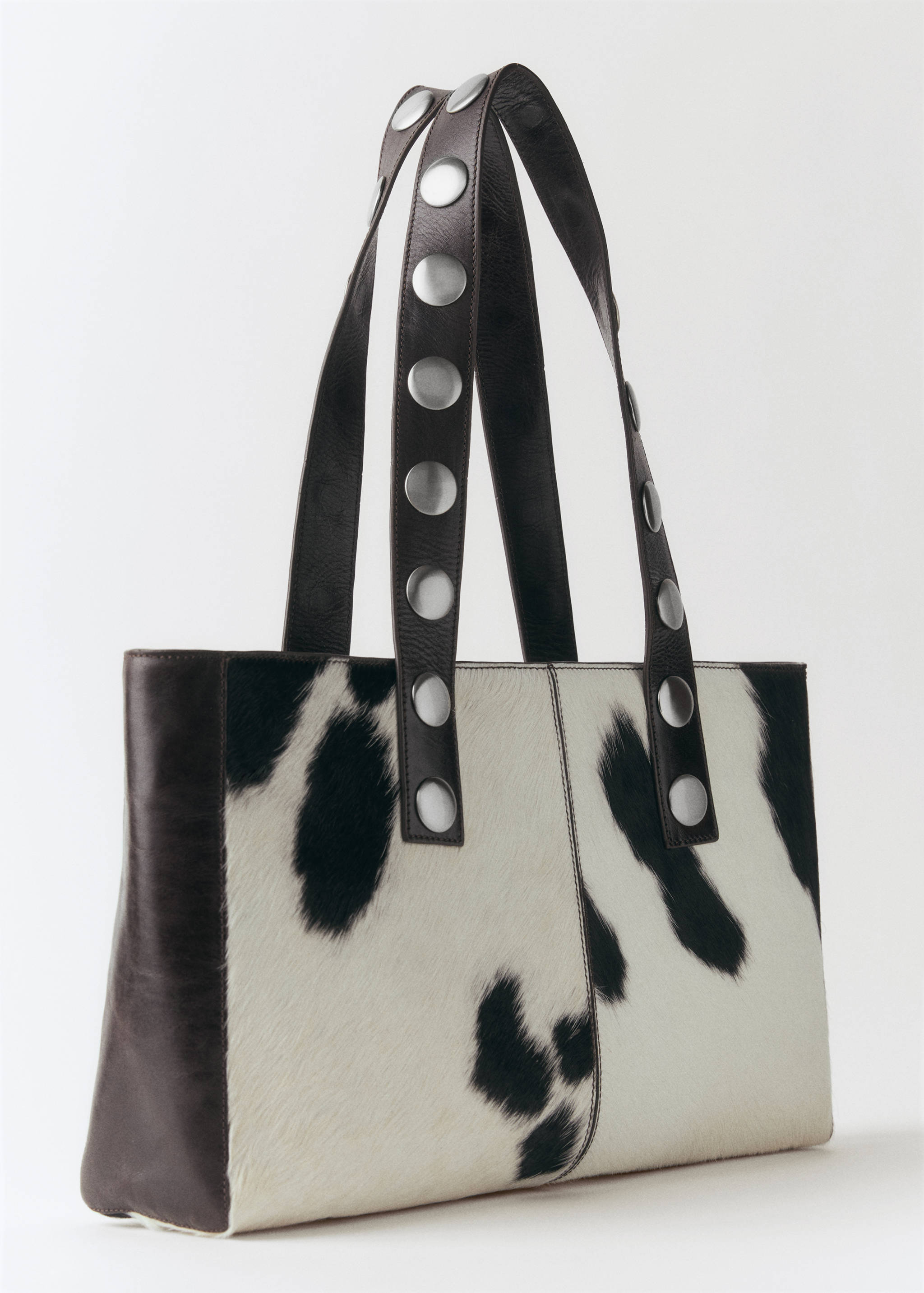 Suede bag with studs - Medium plane