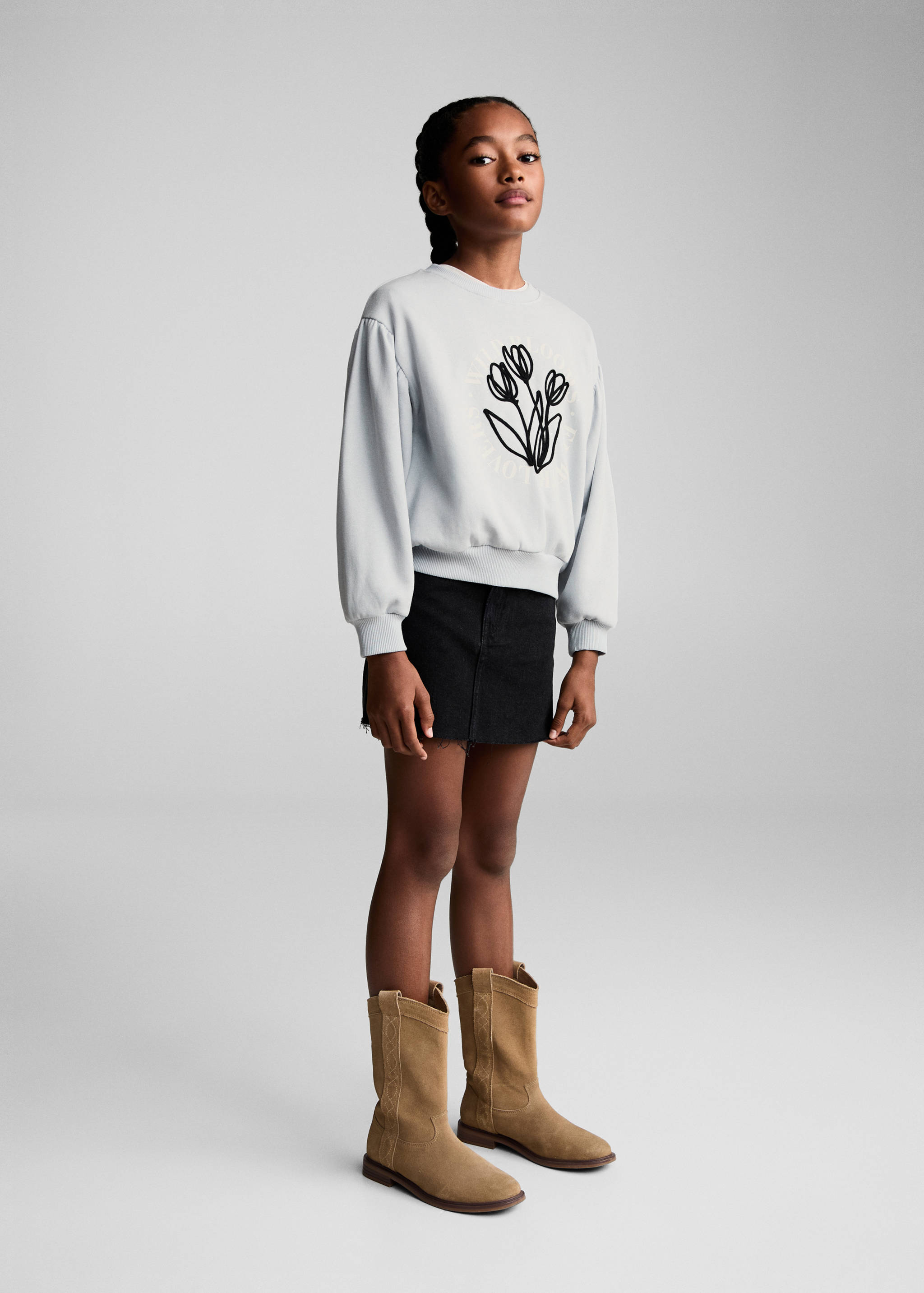 Embroidered detail cotton sweatshirt - General plane