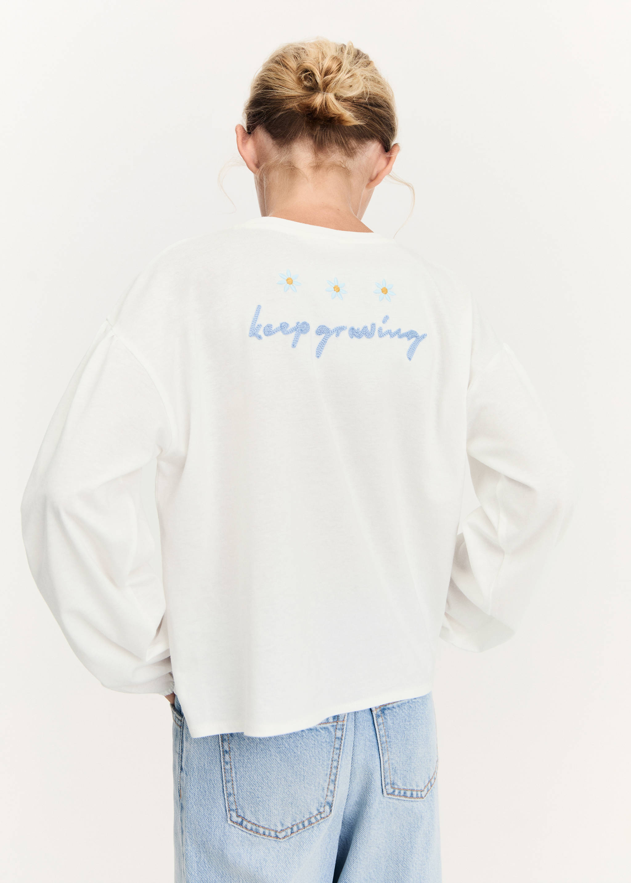 Embroidered detail T-shirt - Medium plane