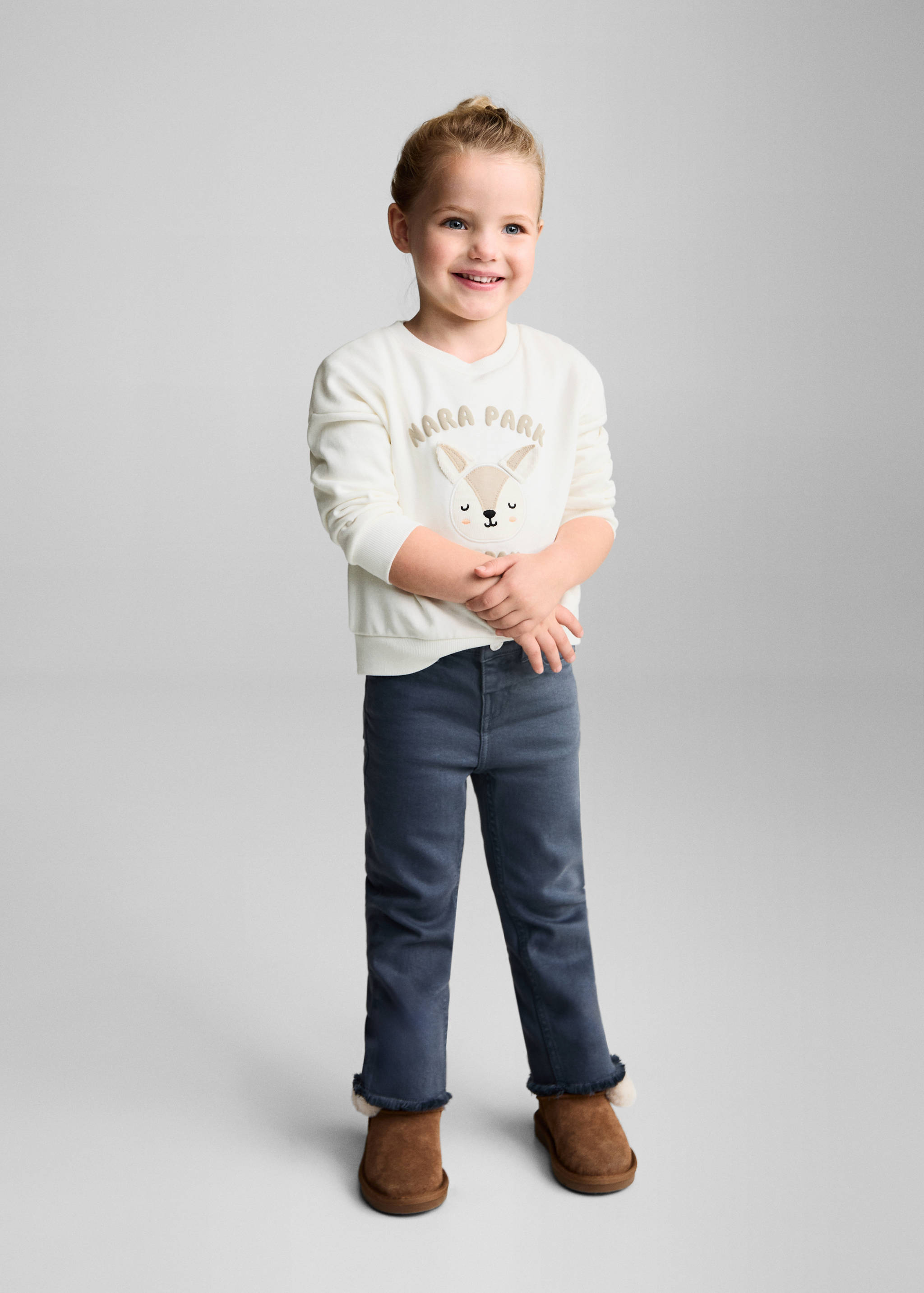 Baumwoll-Sweatshirt mit Stickdetail - Allgemeine Ansicht