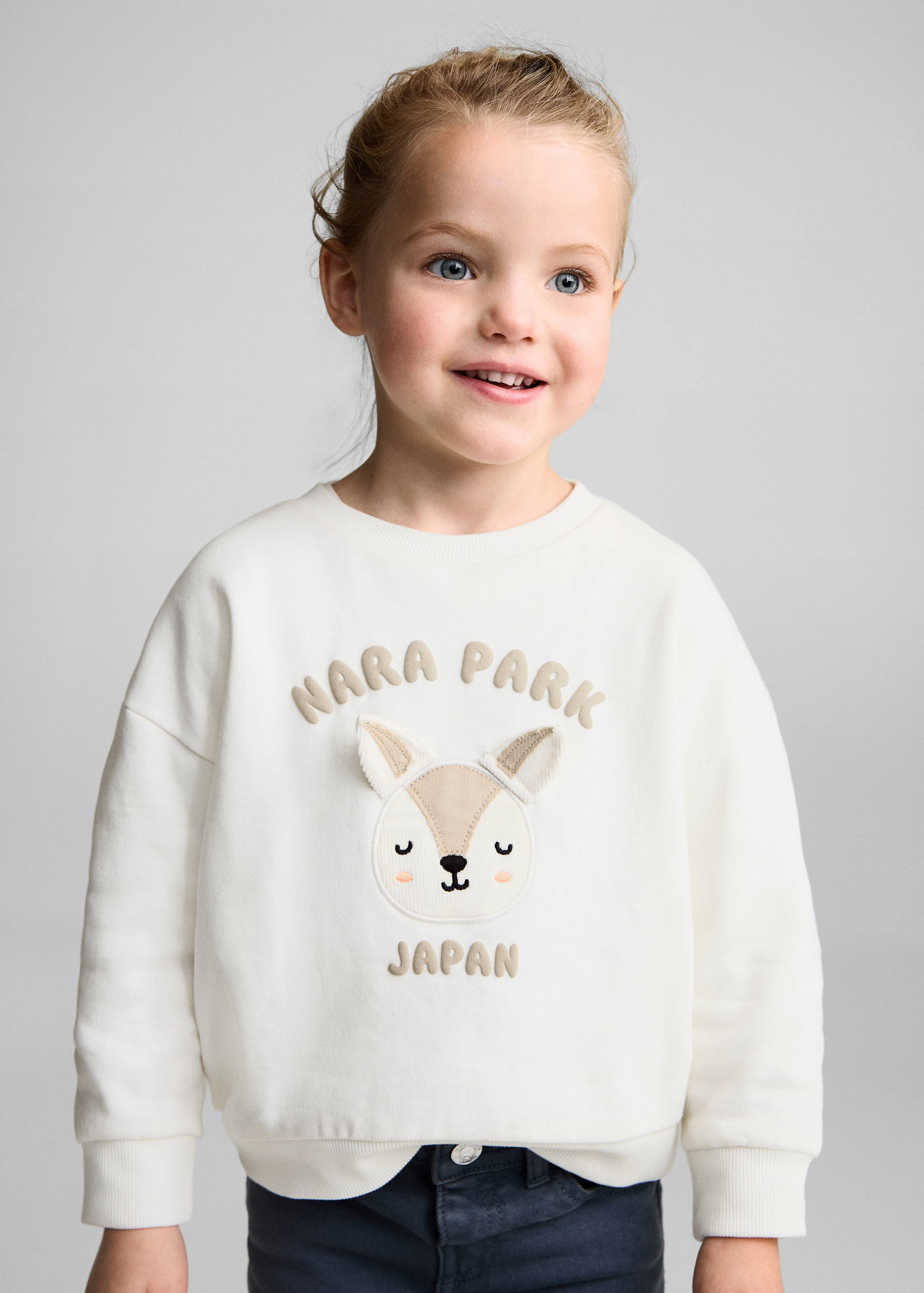 Baumwoll-Sweatshirt mit Stickdetail - Mittlere Ansicht