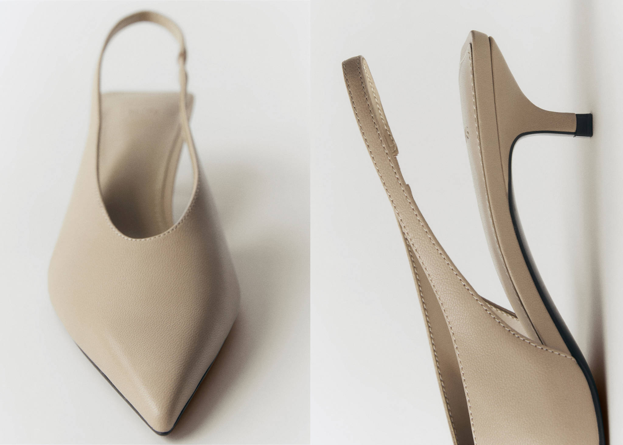 Kitten-heel leather shoes - Panoramic plane