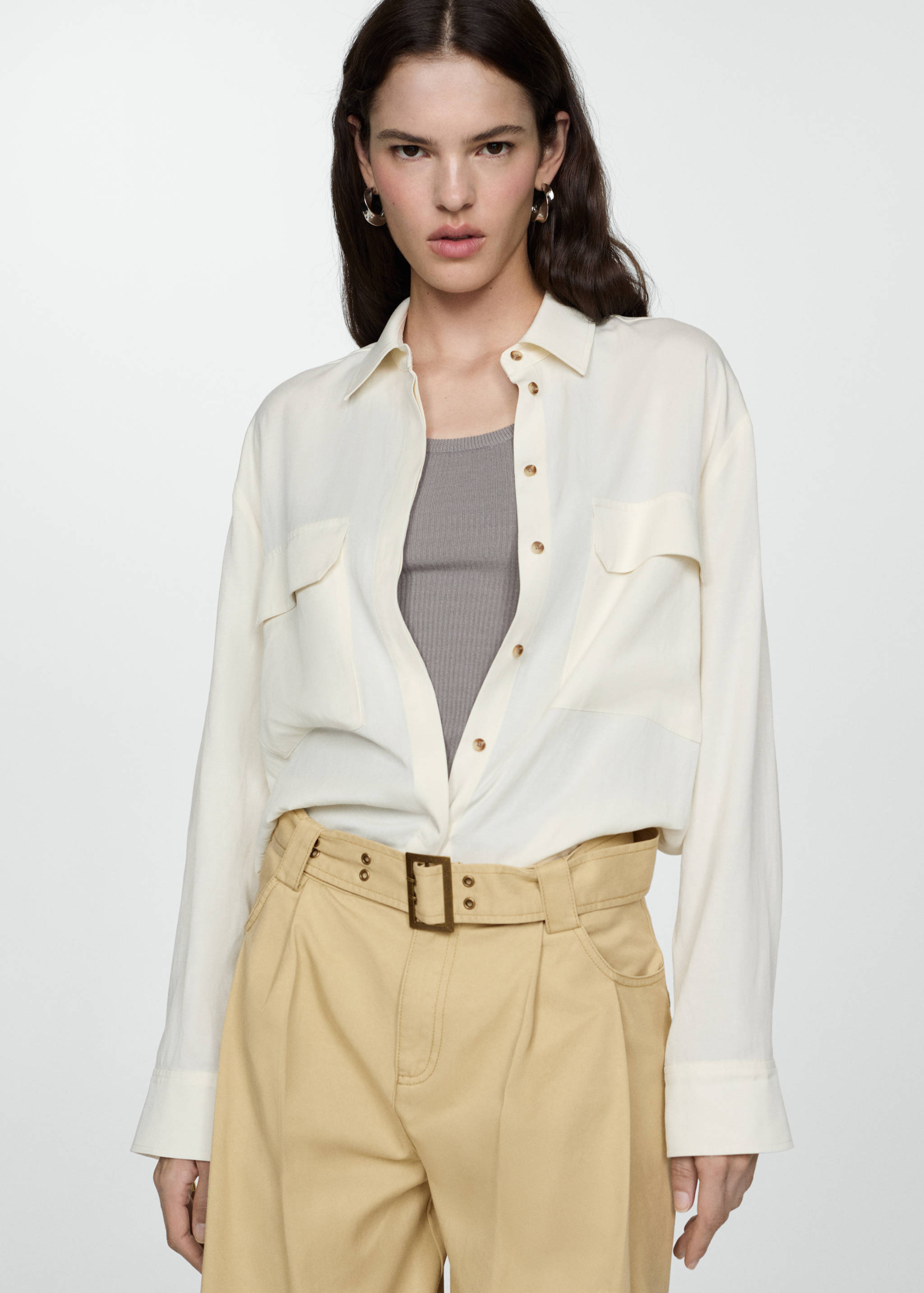 Pantalon Lyocell ceinture - Plan moyen