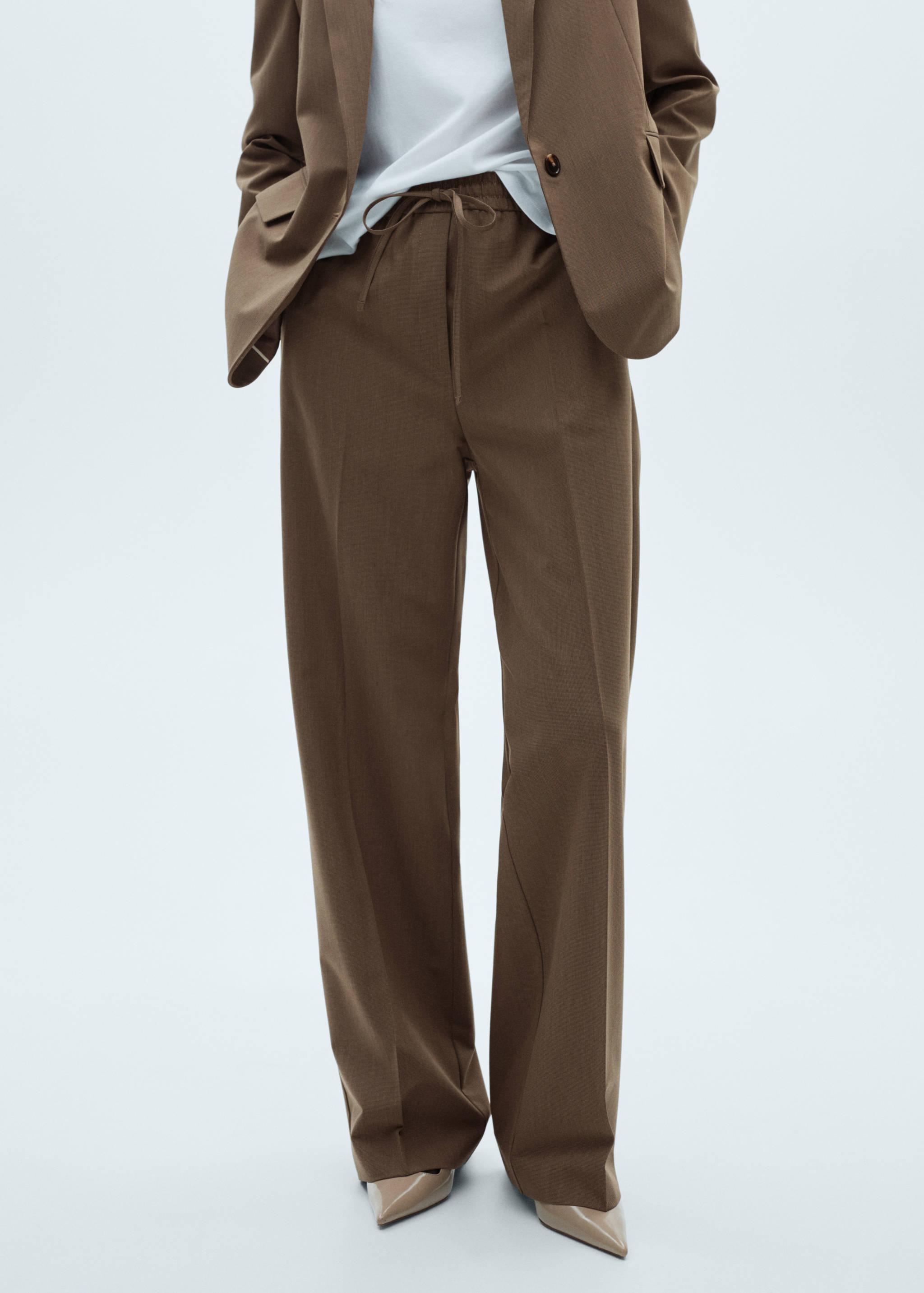 Straight-fit pants with elastic waist - Medium plane