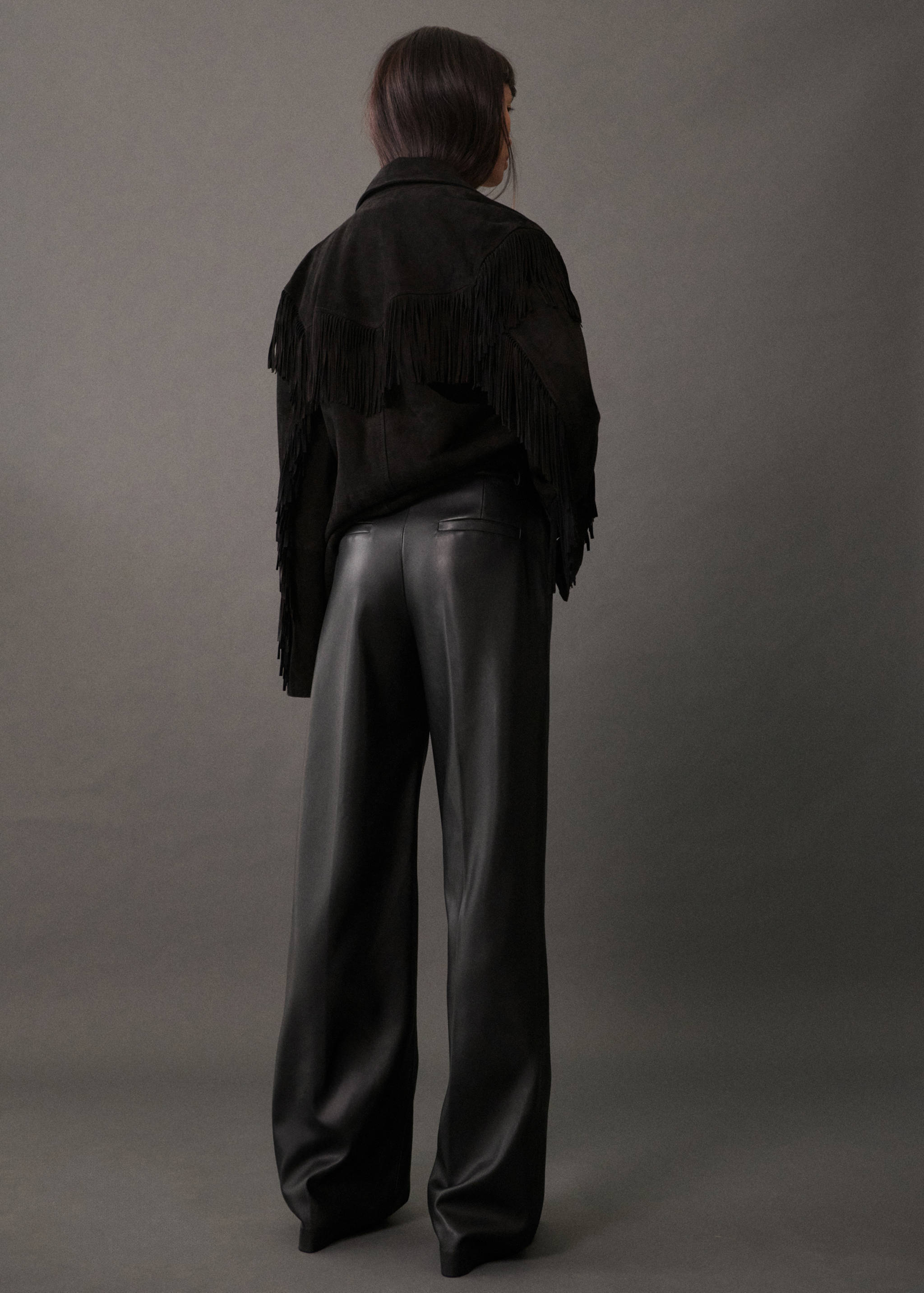 Wide leg faux-leather trousers - Reverse of the article