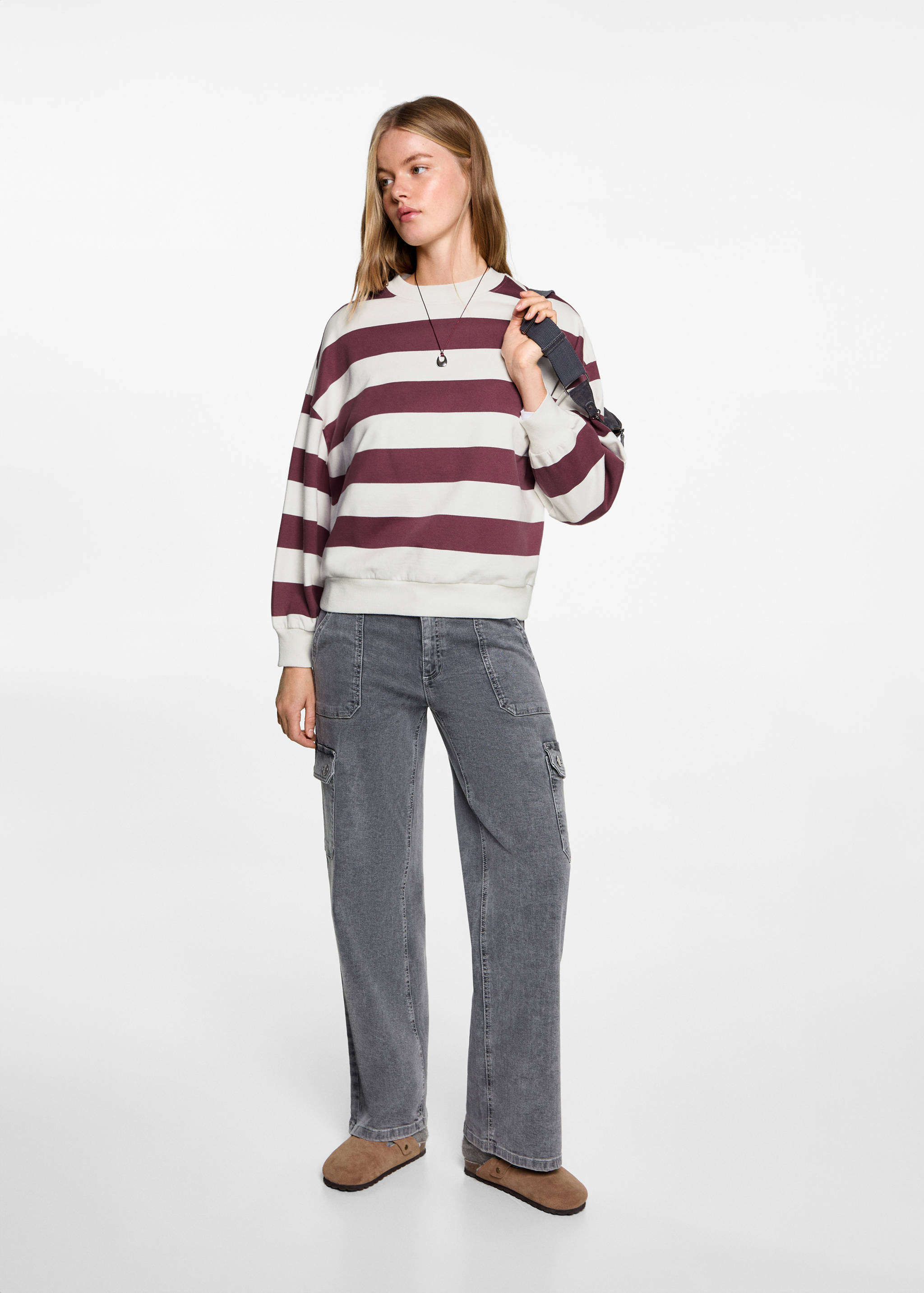 Striped cotton-blend sweatshirt - General plane