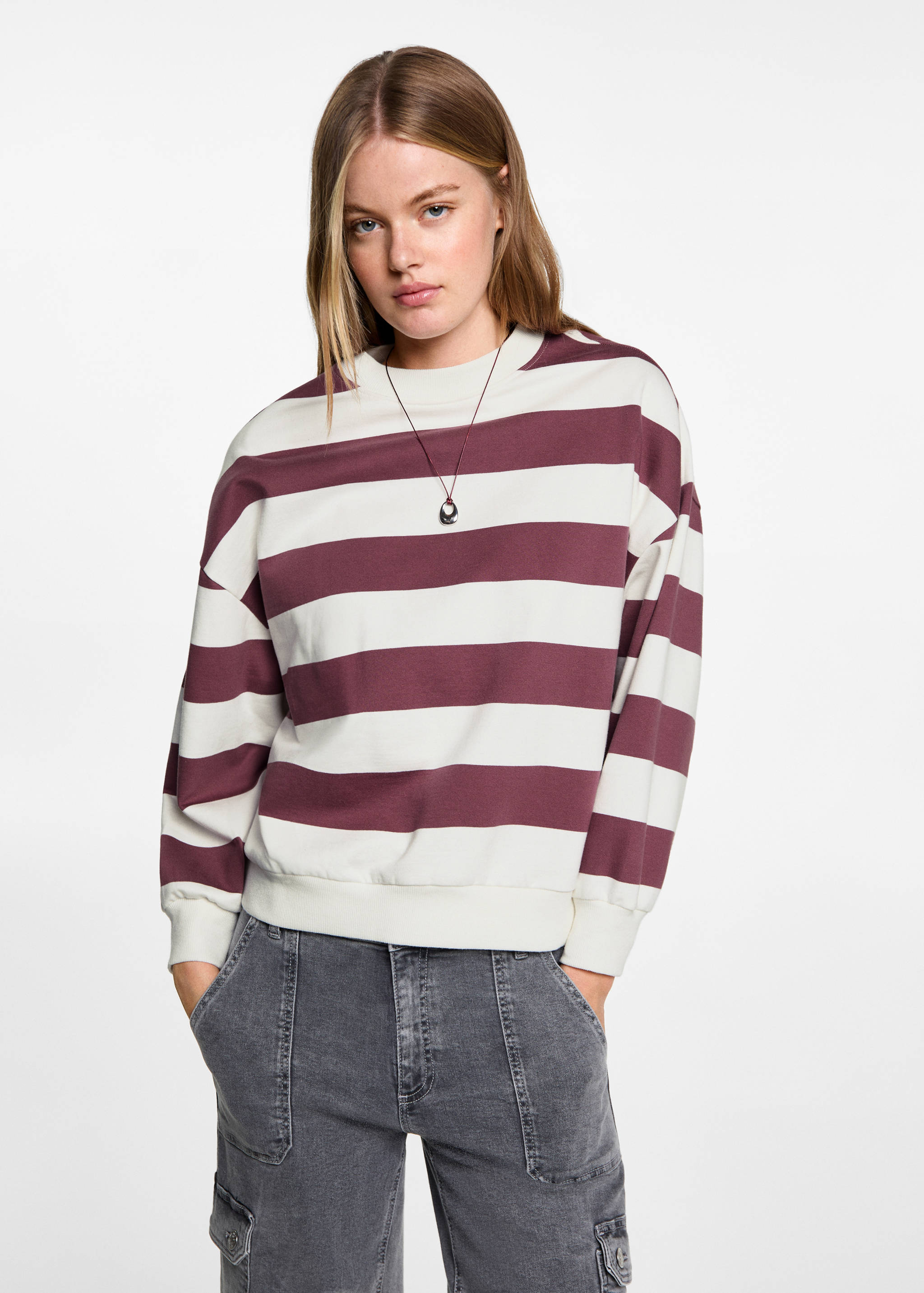 Striped cotton-blend sweatshirt - Medium plane