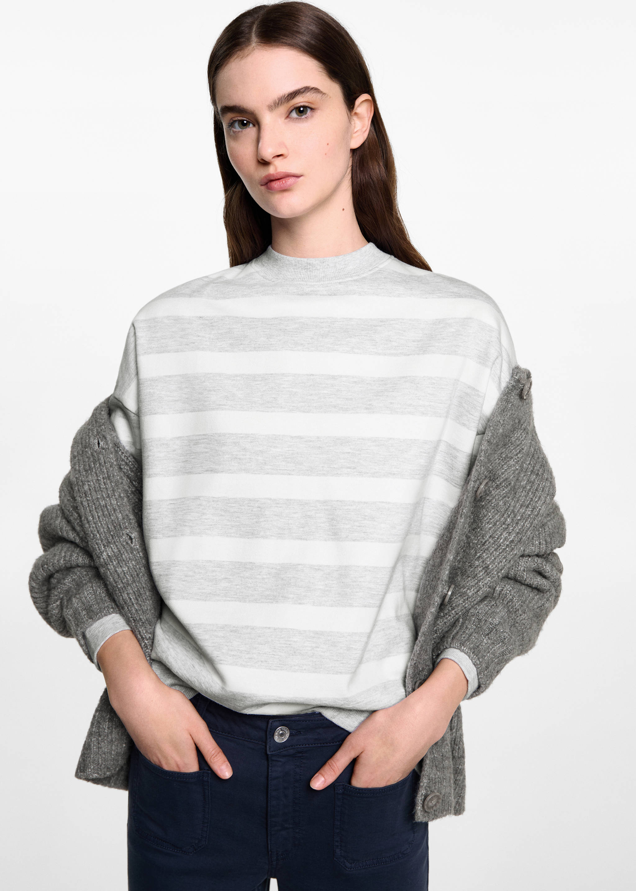 Striped cotton-blend sweatshirt - Medium plane