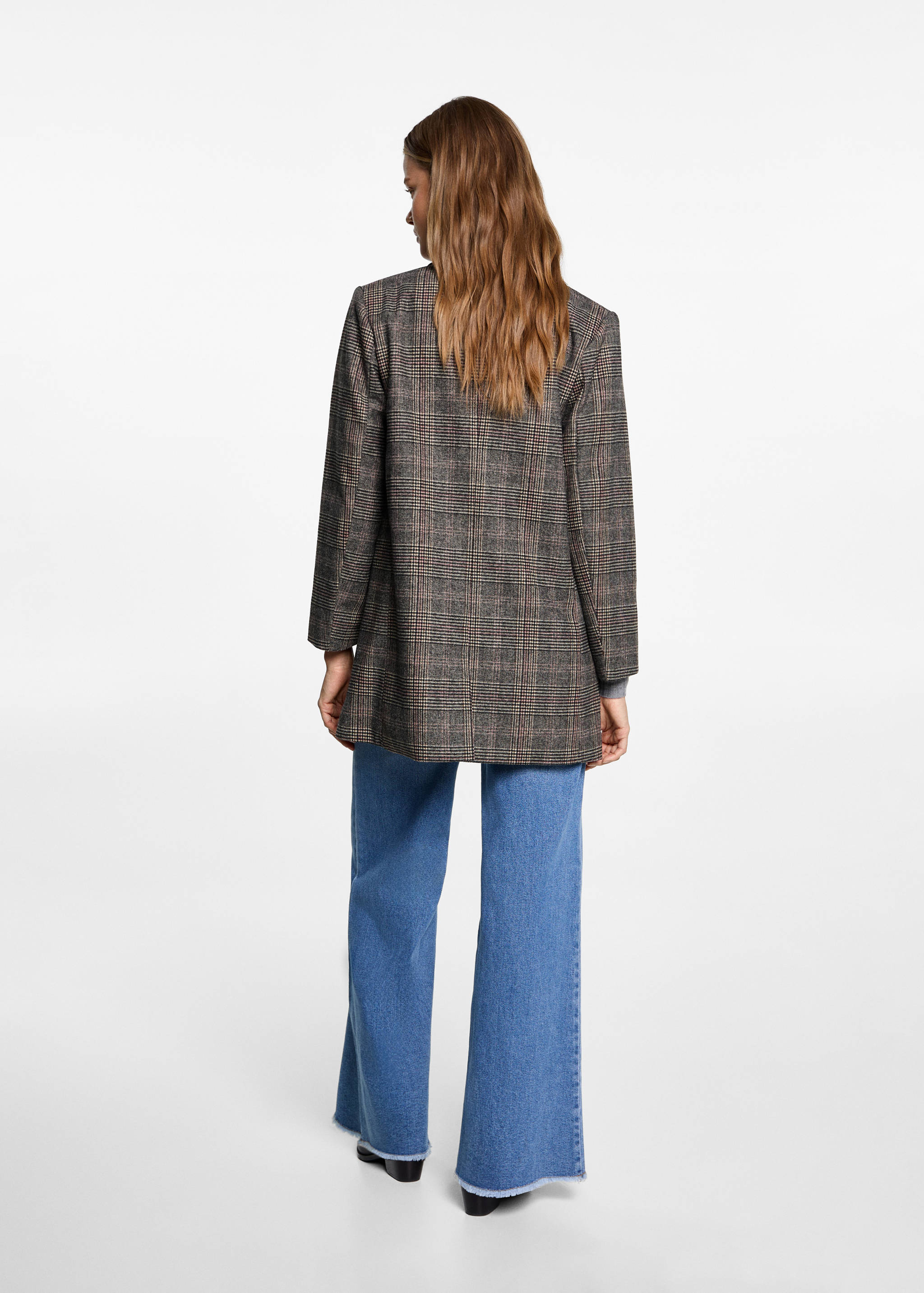 Клетчатое пальто с шерстью - Обратная сторона изделия