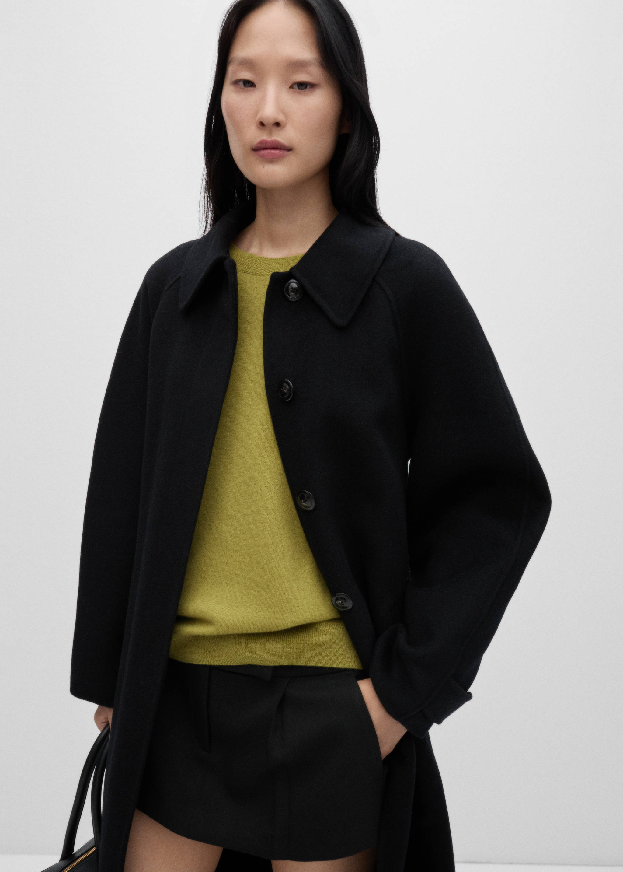 Rounded neck wool sweater - Medium plane