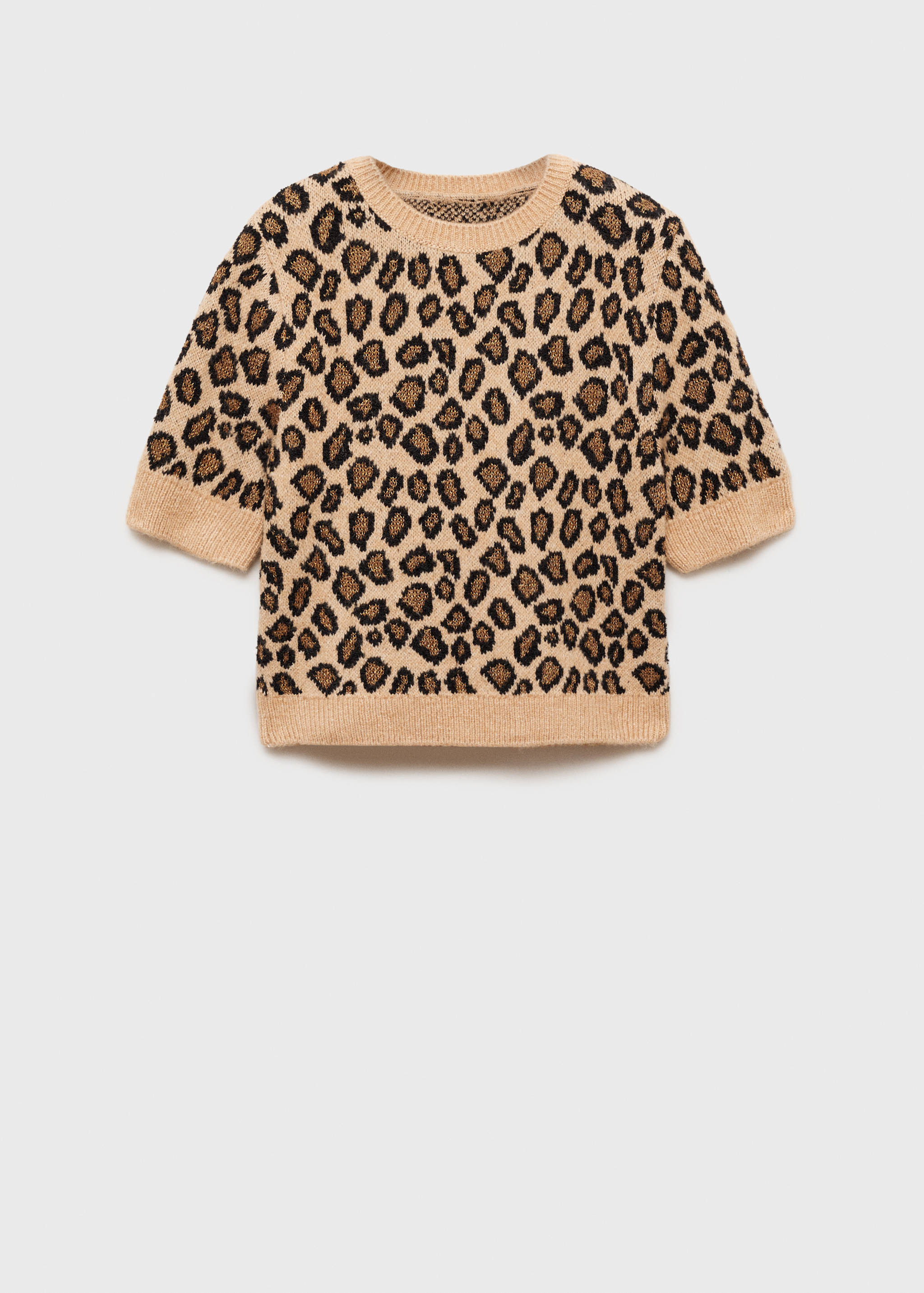 Short-sleeved leopard-print sweater - Article without model
