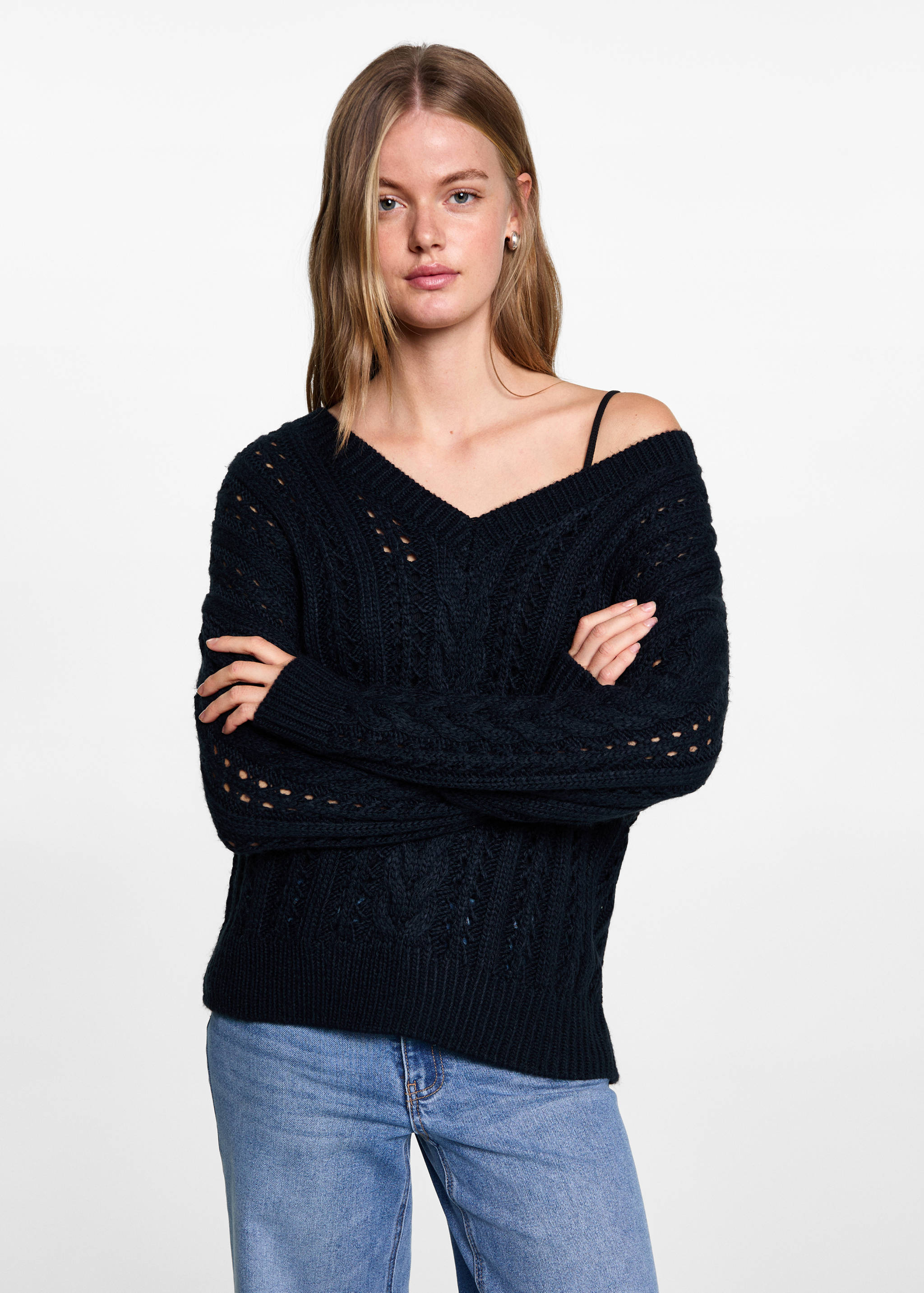 Braided knitted sweater - Medium plane