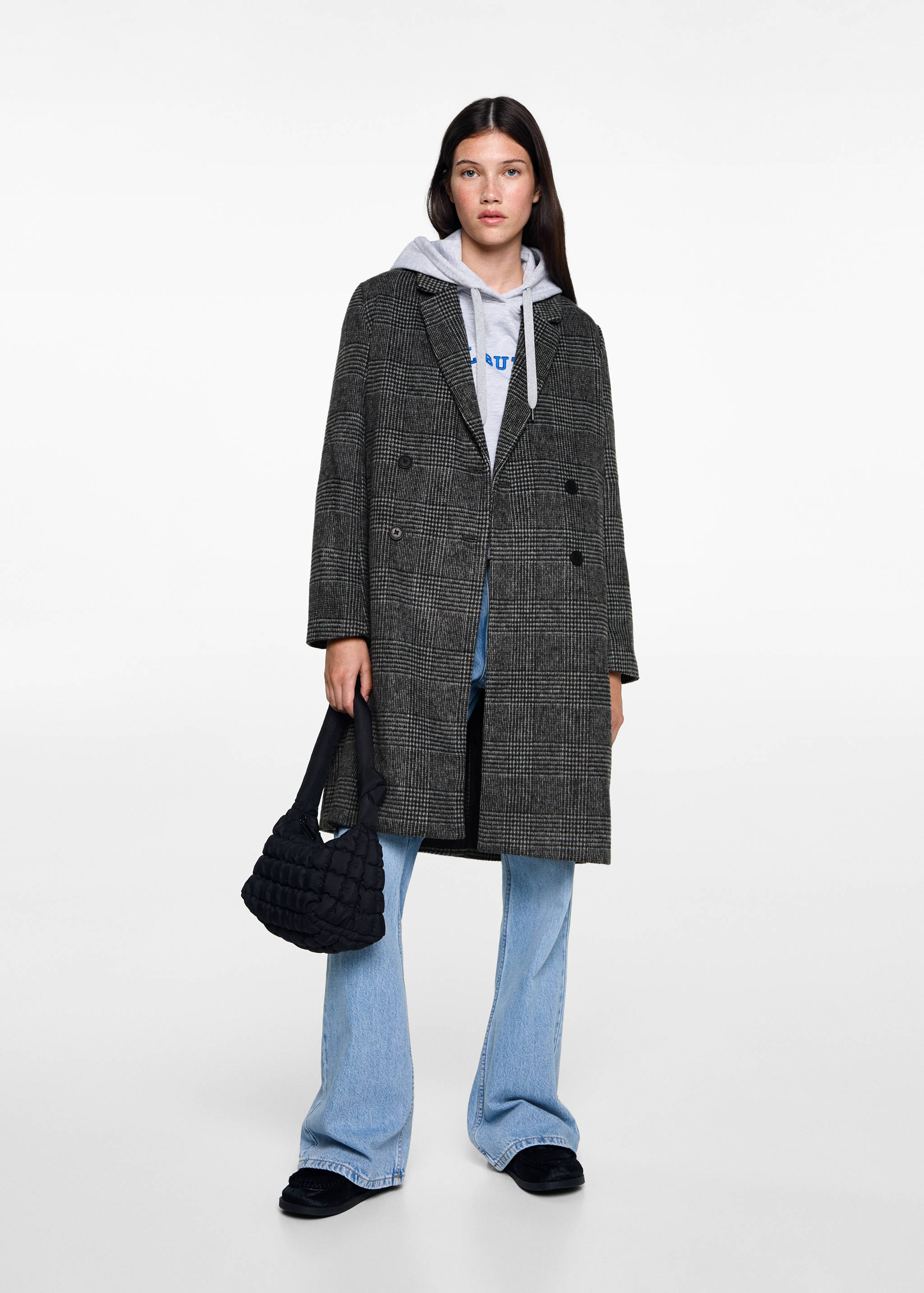 Checked wool-blend overcoat - General plane