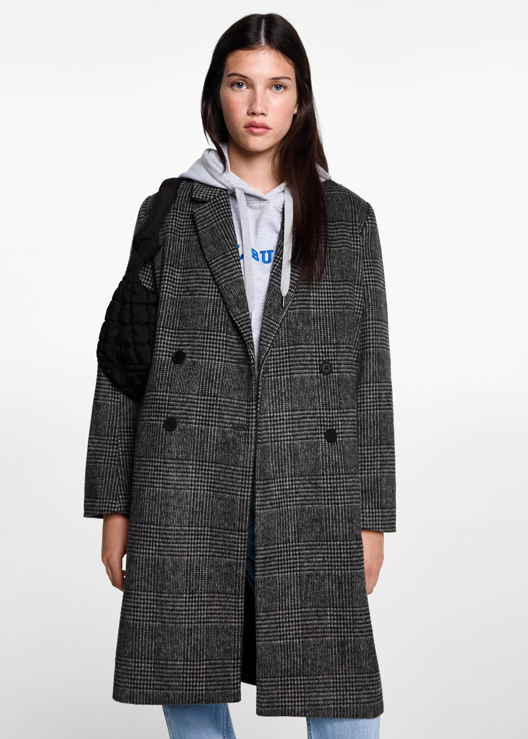 Checked wool-blend overcoat - Medium plane