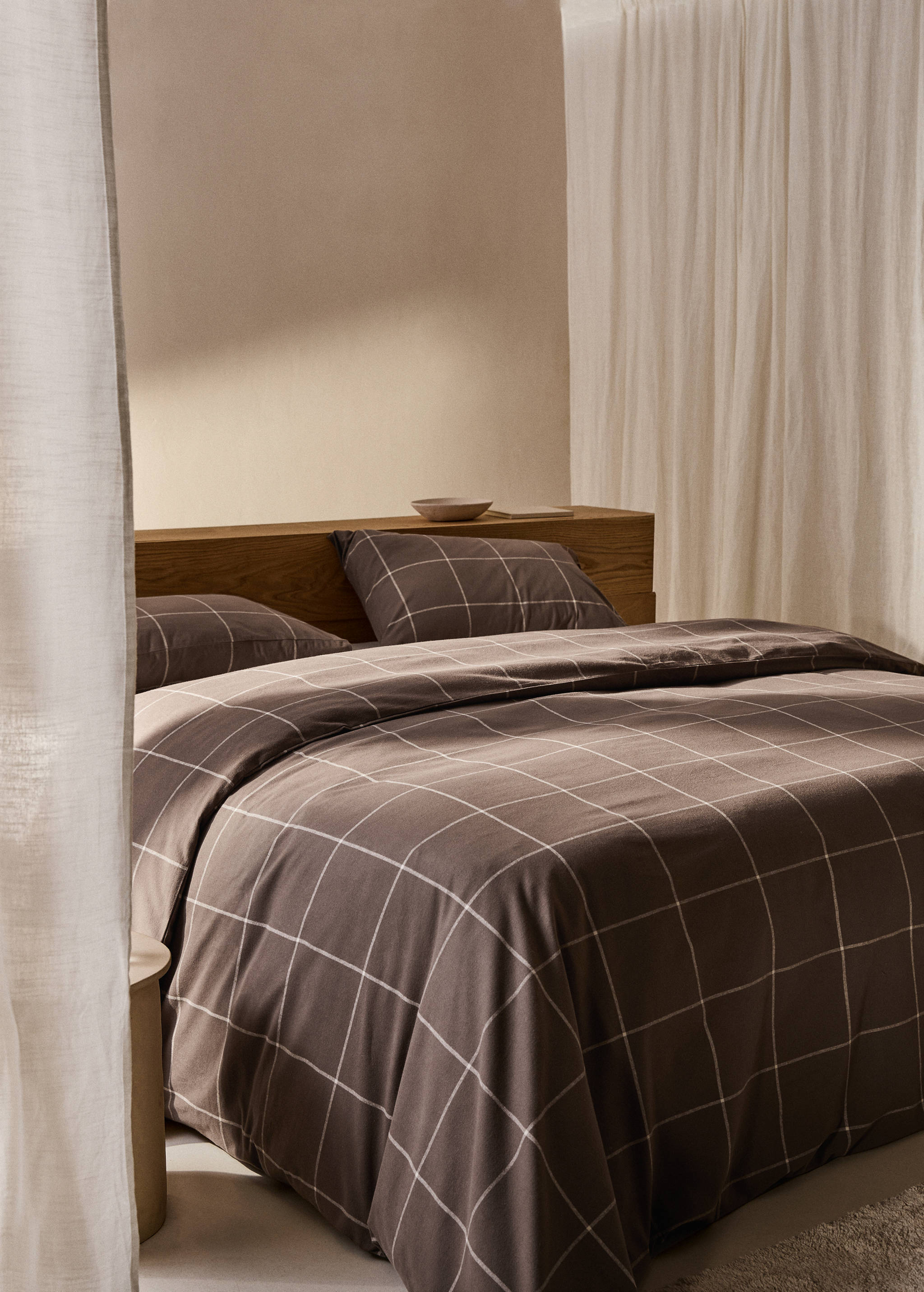 Duvet cover cotton flannel checkered cotton bed 135cm - General plane